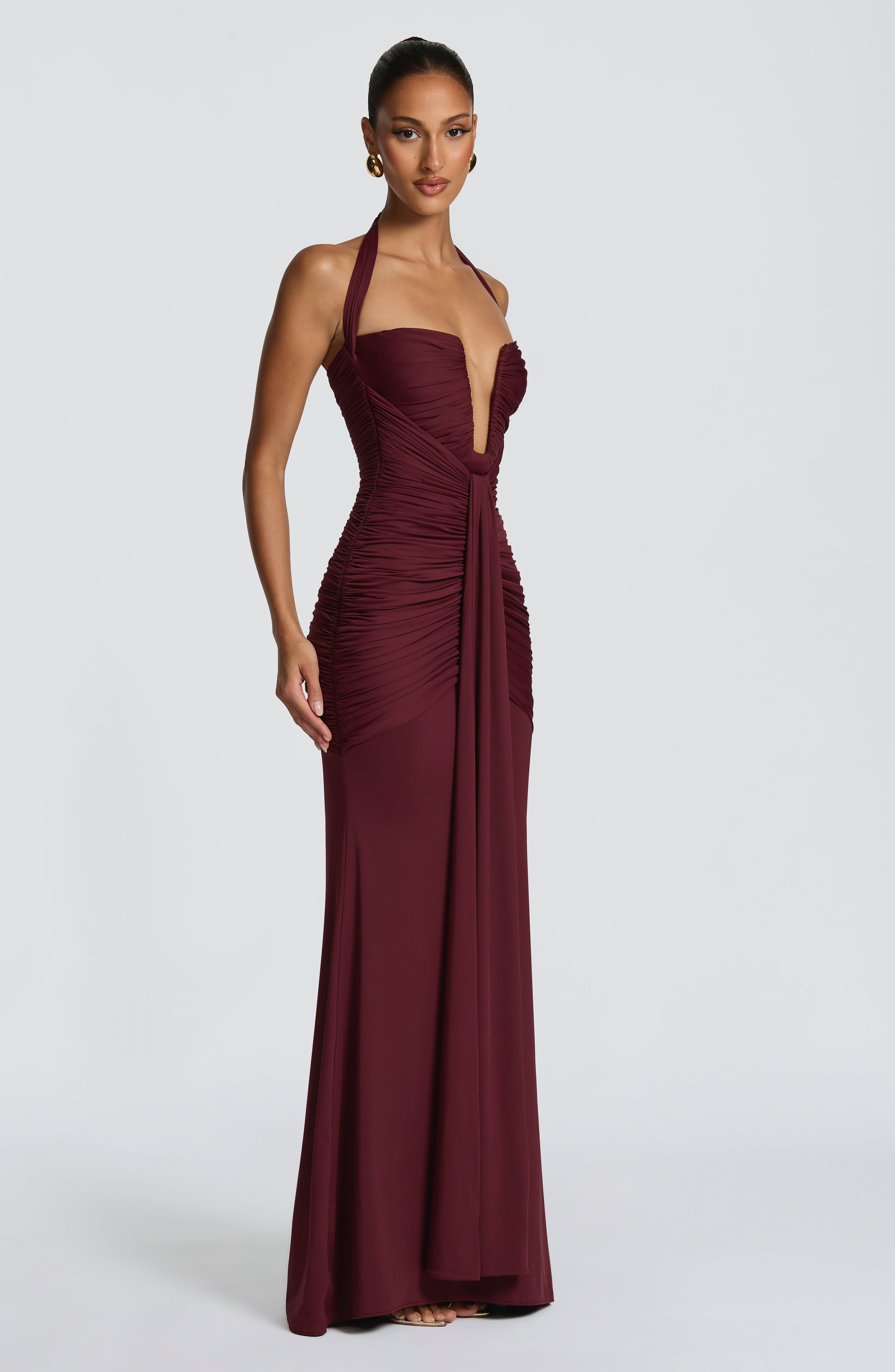 Morrigan Kiraz Vernik Maxi Elbise