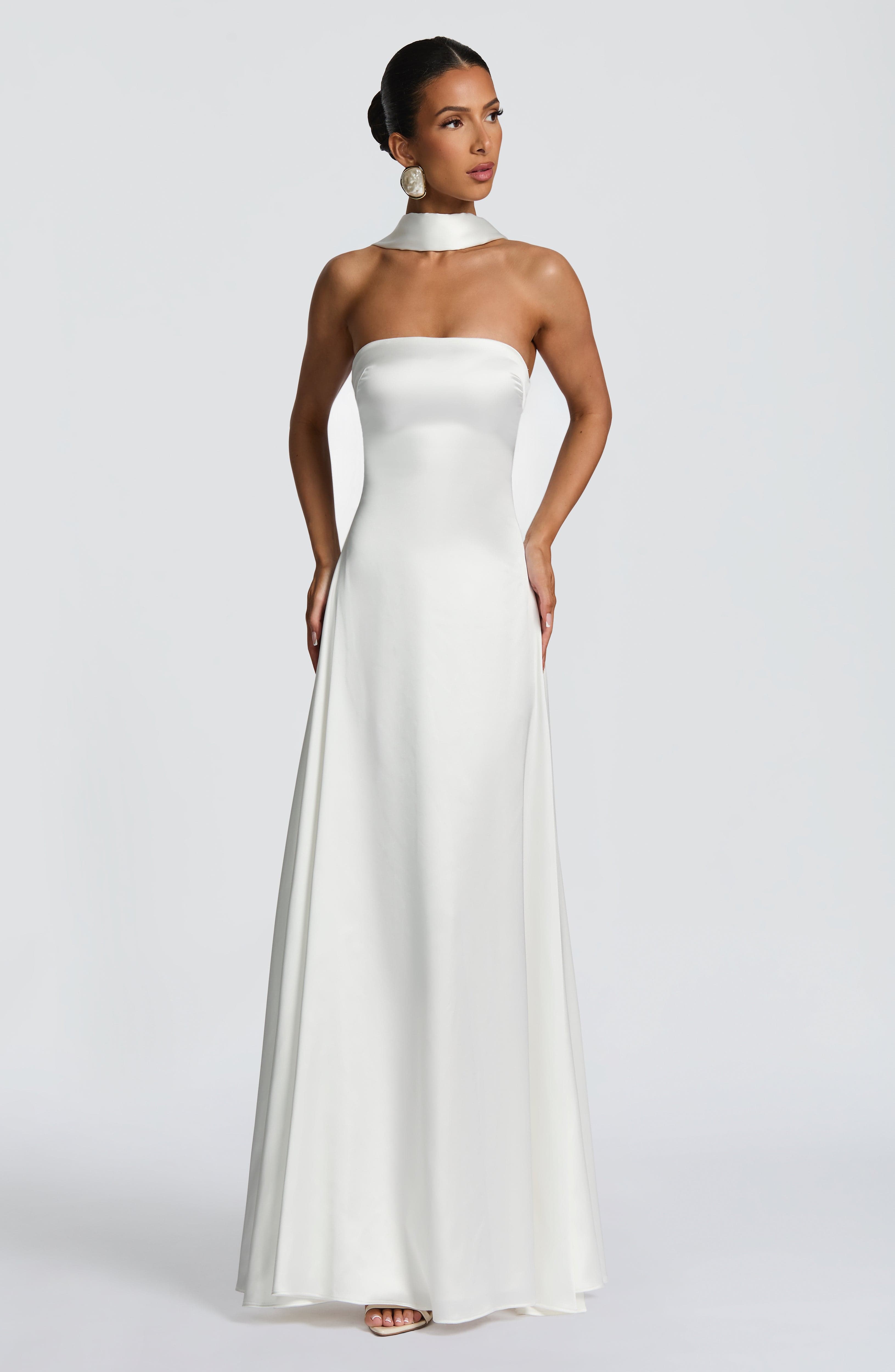 Morven Ekru Maxi Elbise