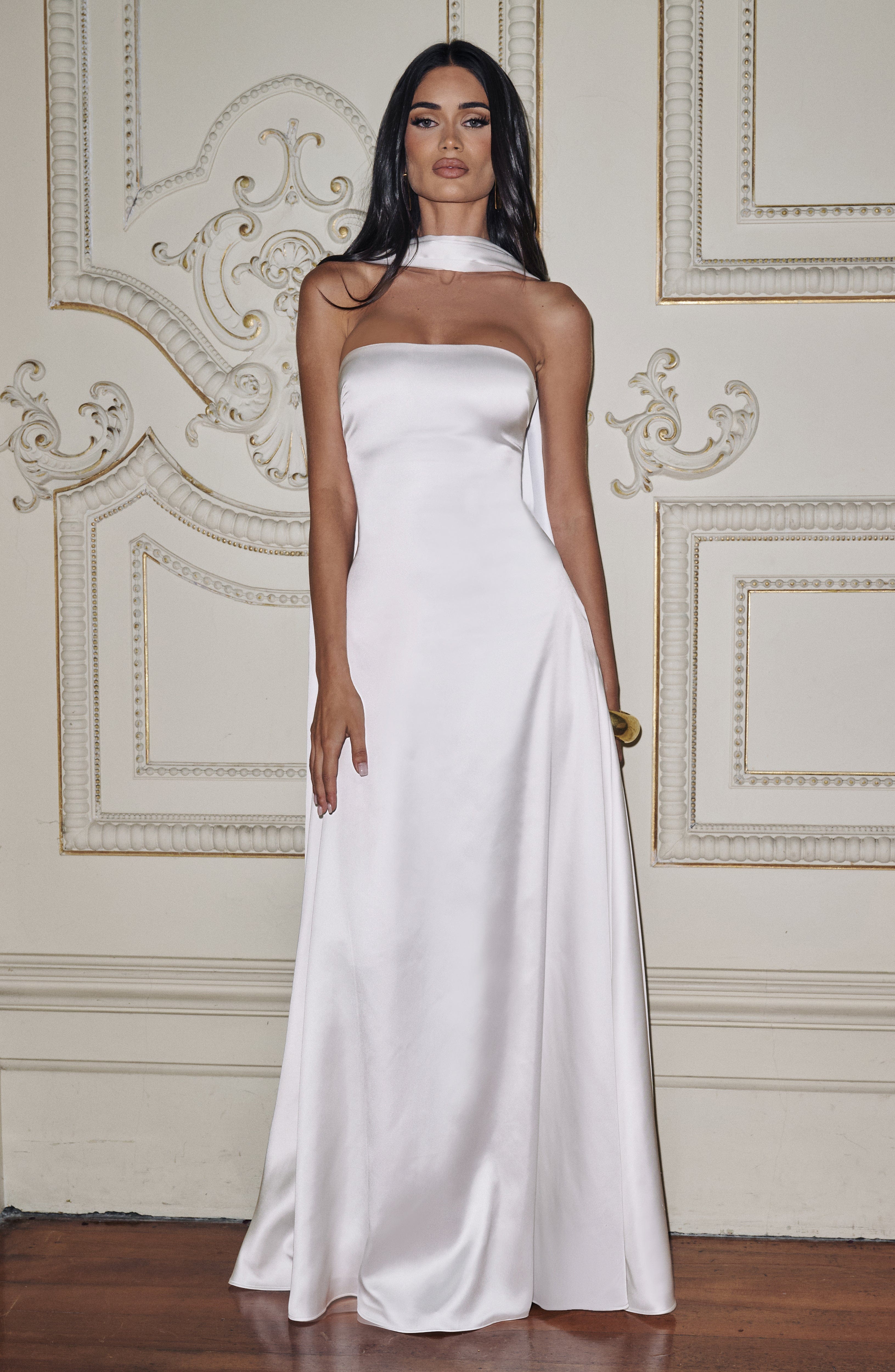 Morven Ekru Maxi Elbise