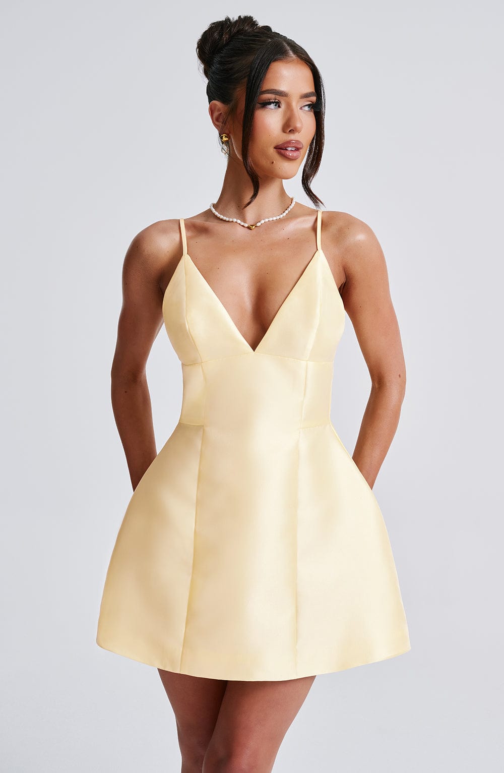 Nicole Mini Limon Sarısı Elbise