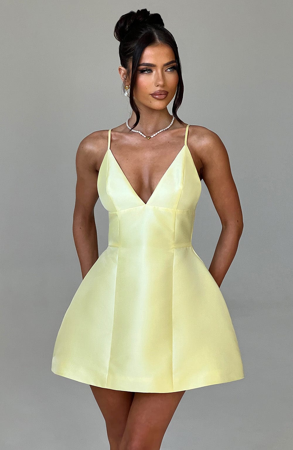 Nicole Mini Limon Sarısı Elbise