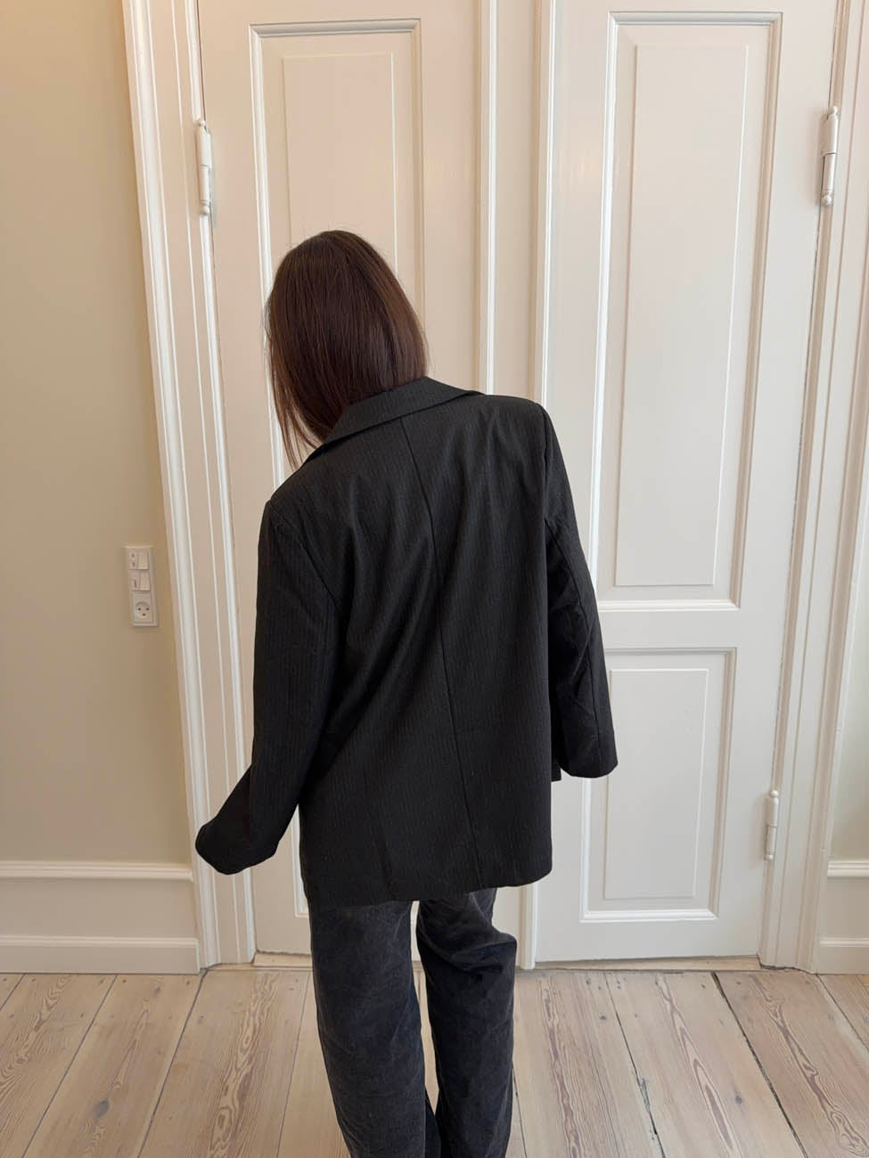 Anine Siyah Çizgili Blazer Ceket