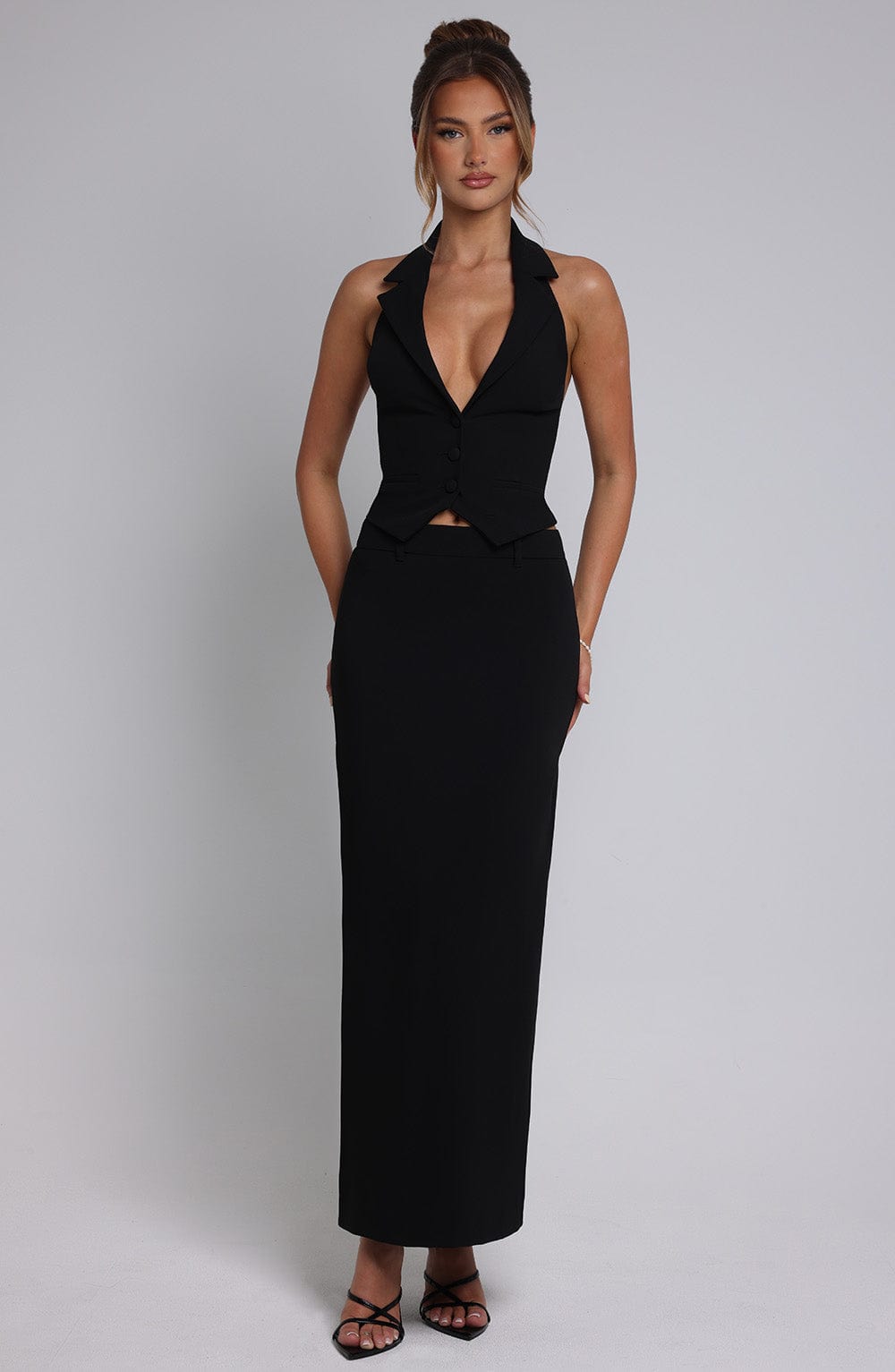 Siyah Piper Maxi Etek