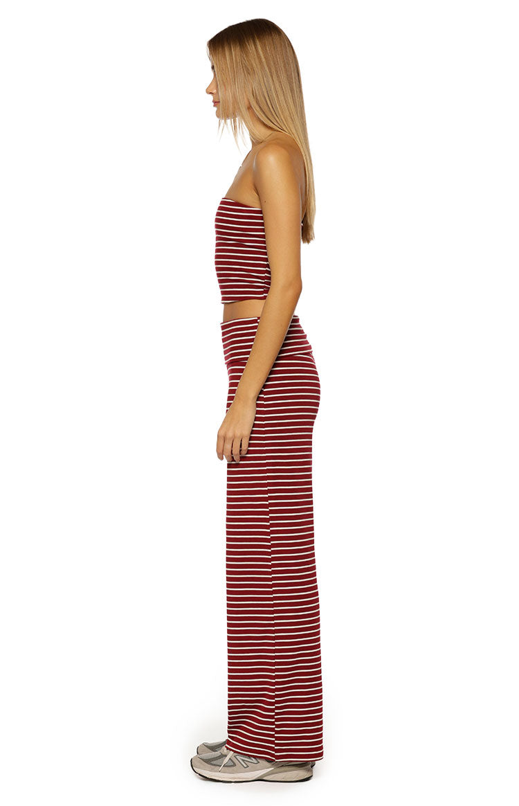 Pippen Bordo Şeritli Geniş Paça Pantolon