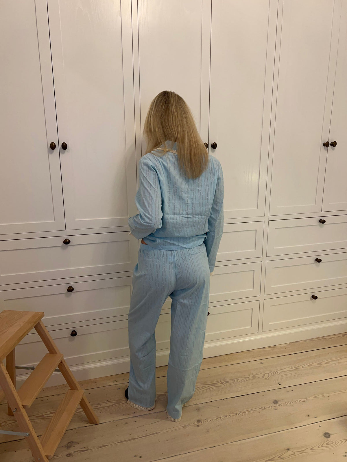 Dantel Detaylı Açık Mavi Carol Pijama Takımı