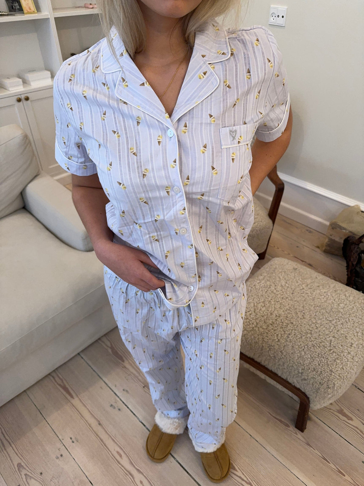 Tinna Dondurma Konili Pijama Seti - Mavi-Beyaz
