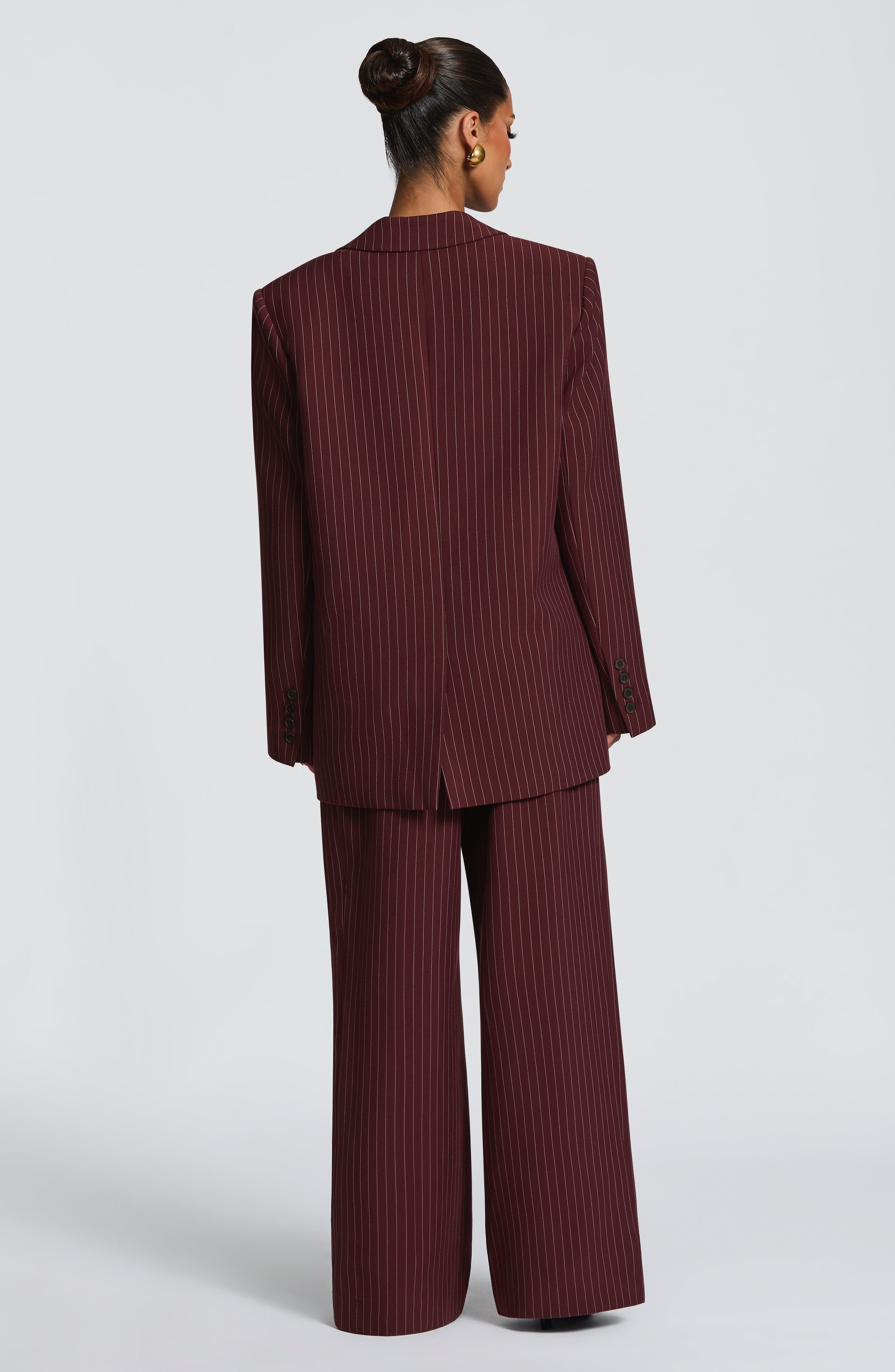 Bordo Çizgili Reece Blazer