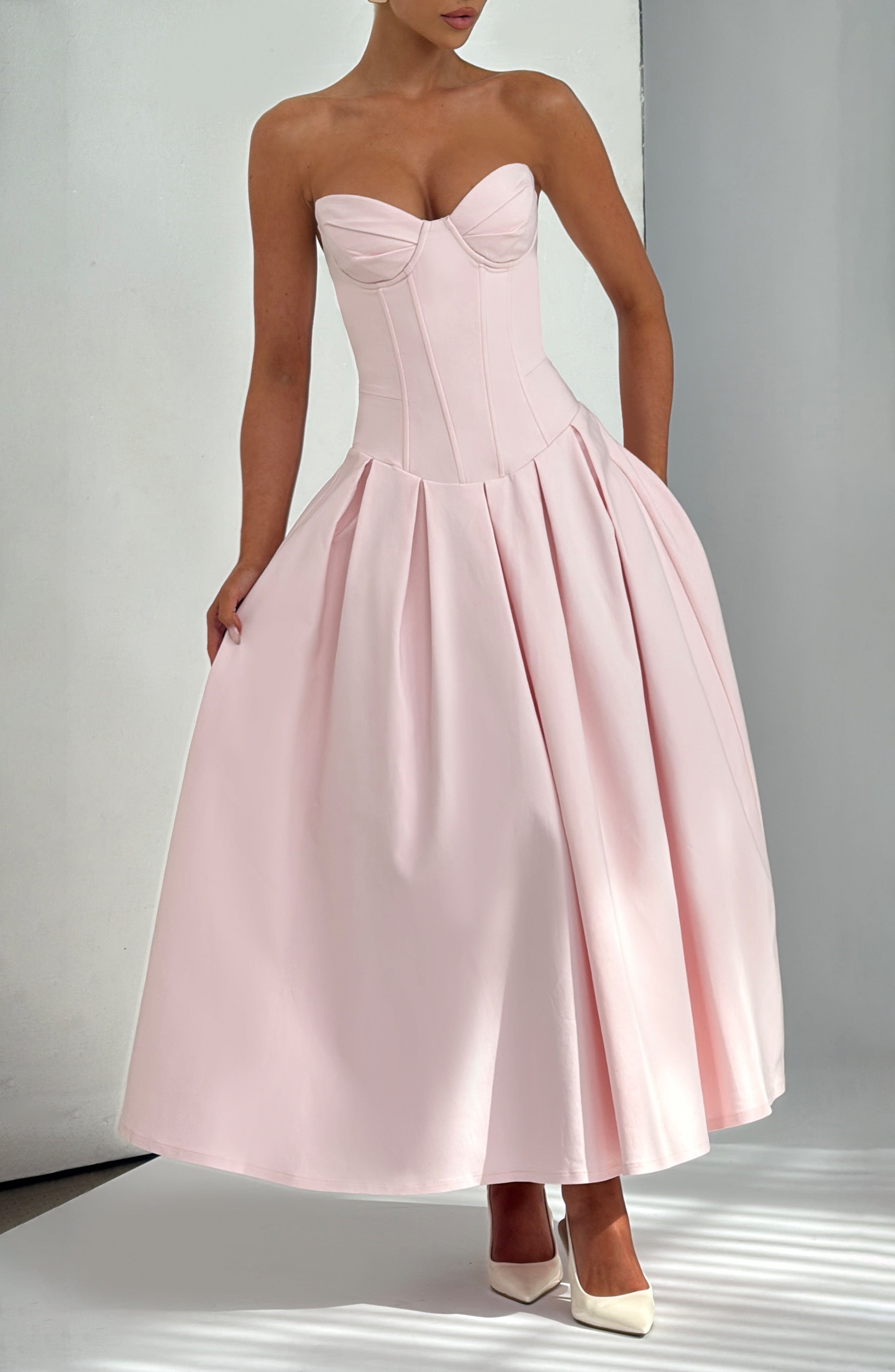 Pembe Midi Elbise
