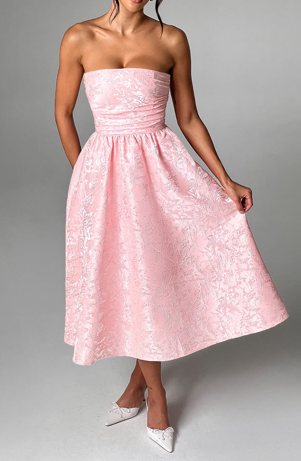 Saoirse Pembe Midi Elbise