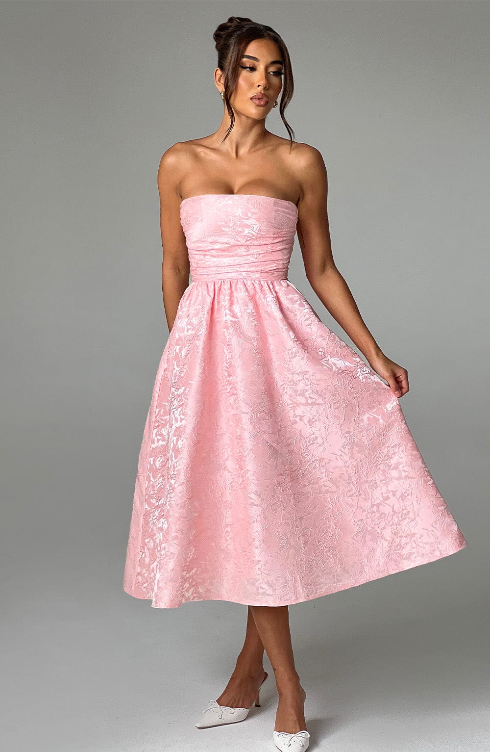 Saoirse Pembe Midi Elbise