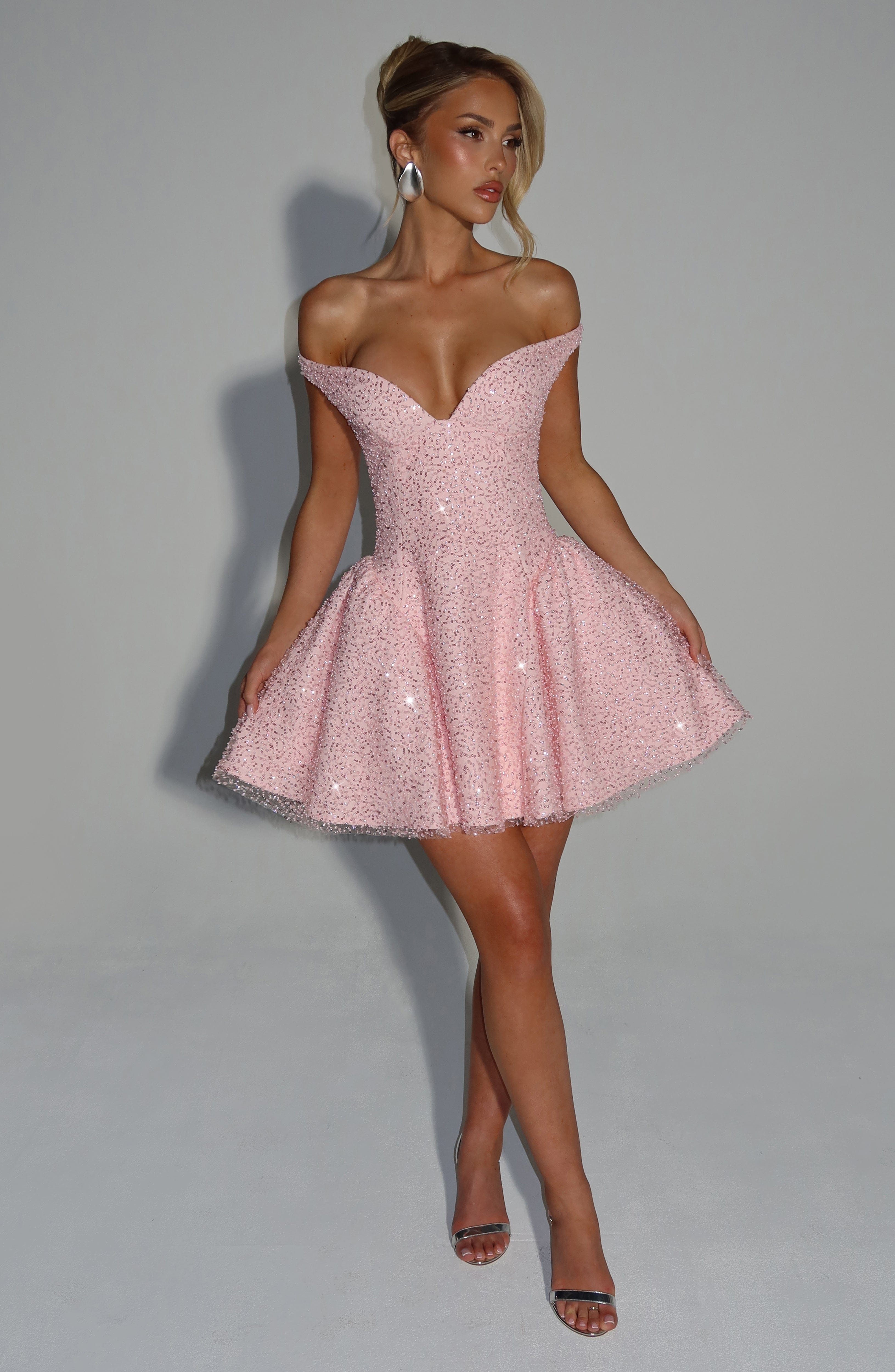 Pembe Safir Mini Elbise