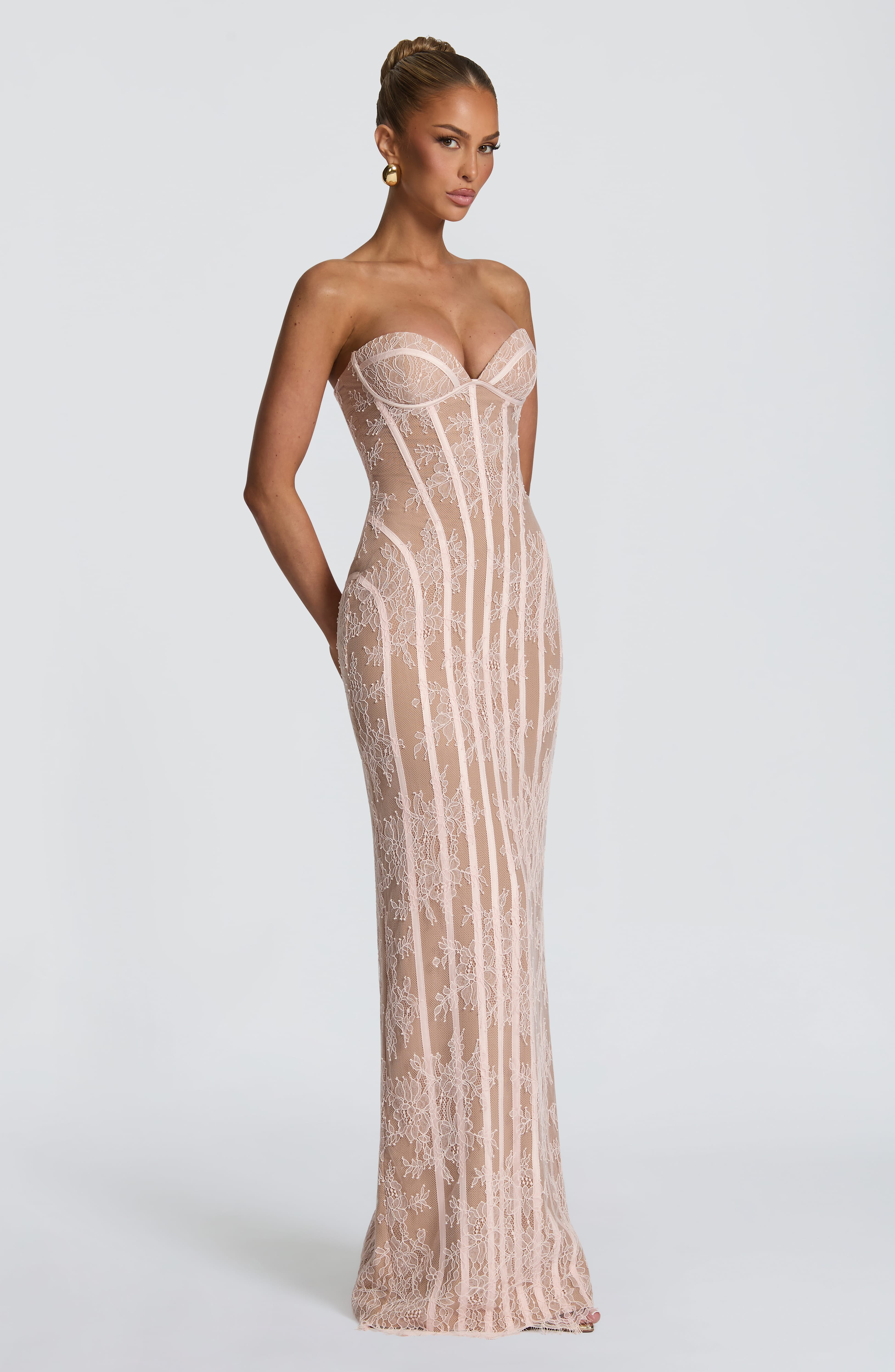 Pembe Sian Maxi Elbise