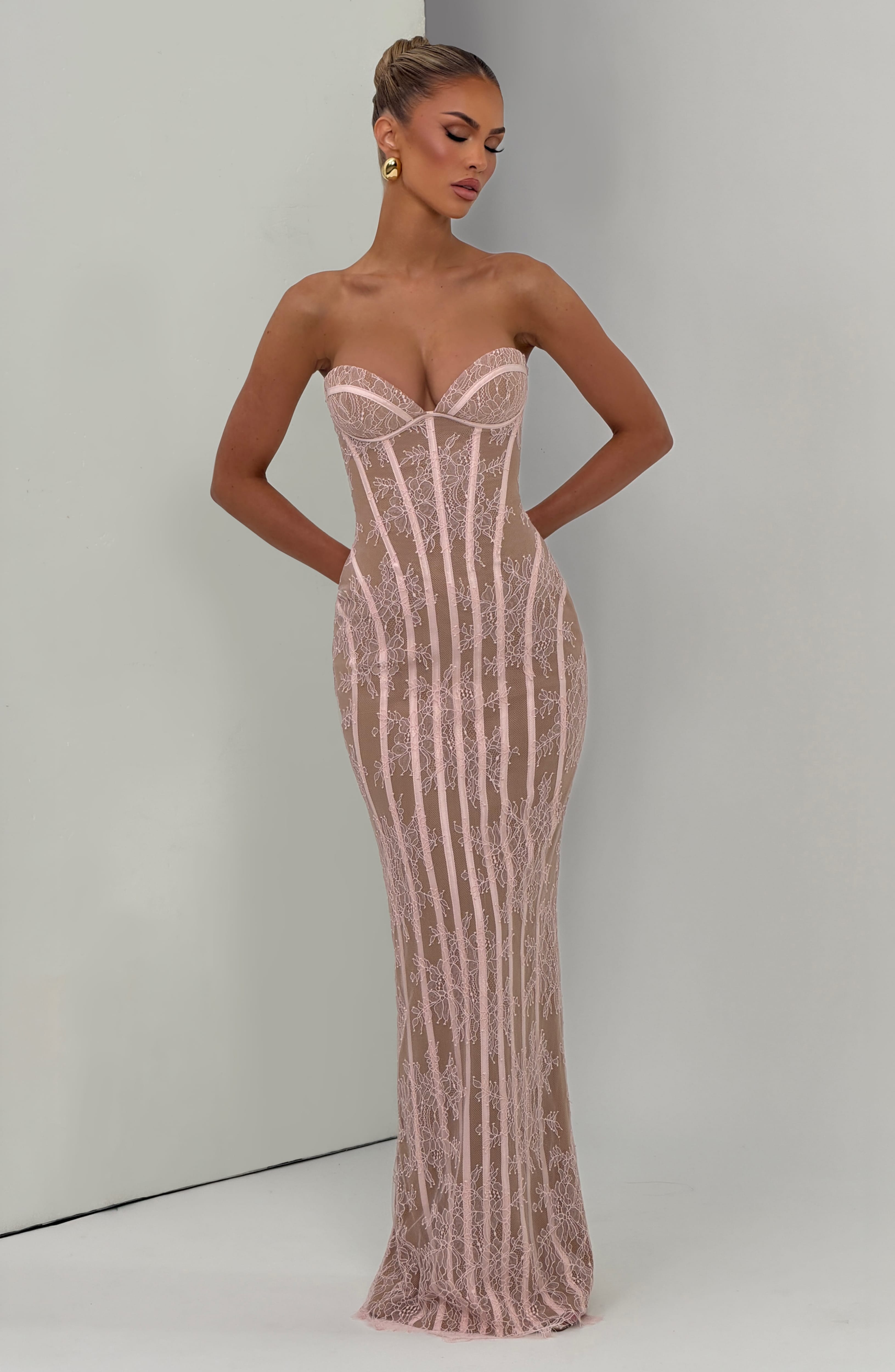 Pembe Sian Maxi Elbise