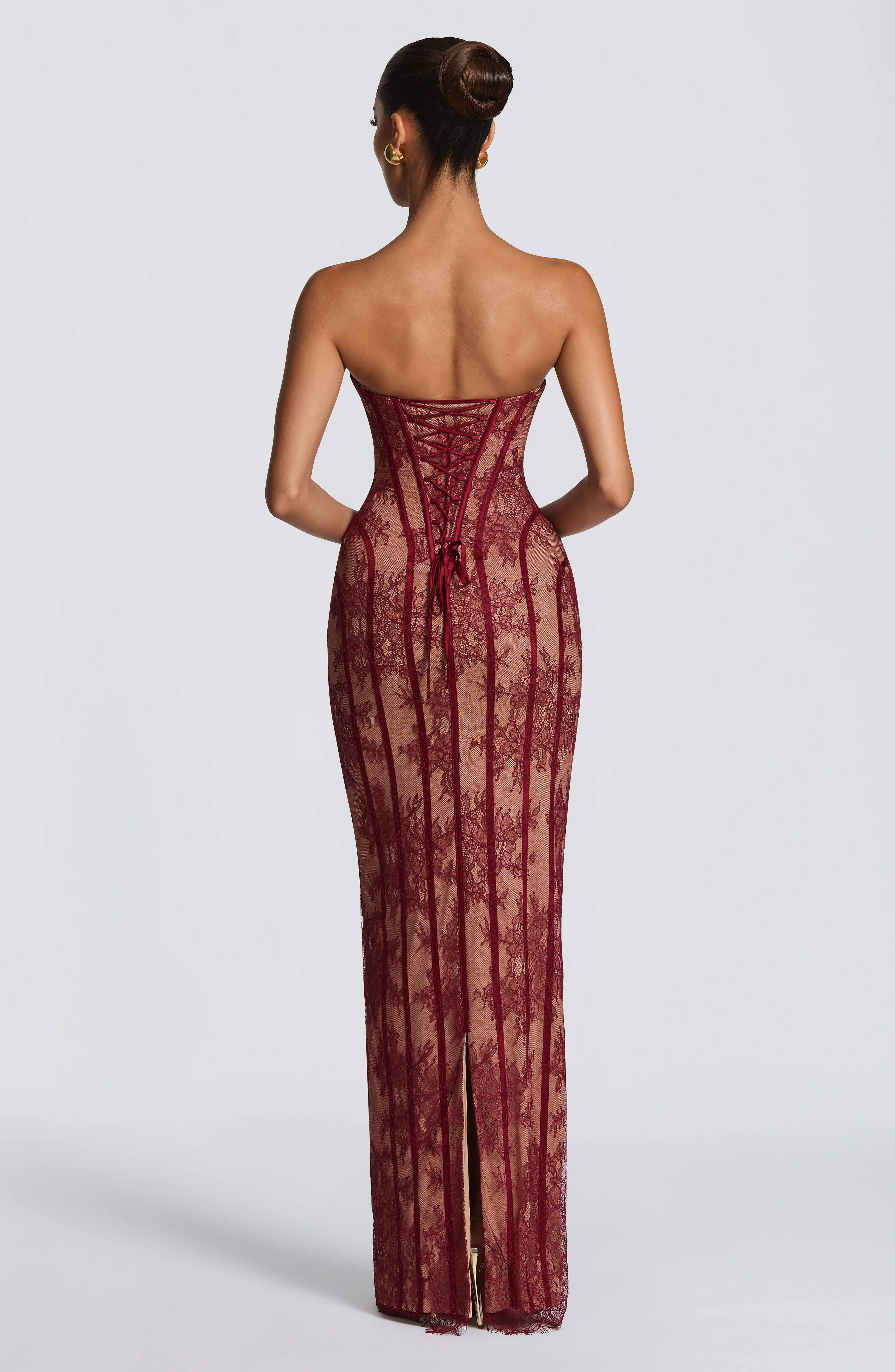 Bordo Sian Maxi Elbise