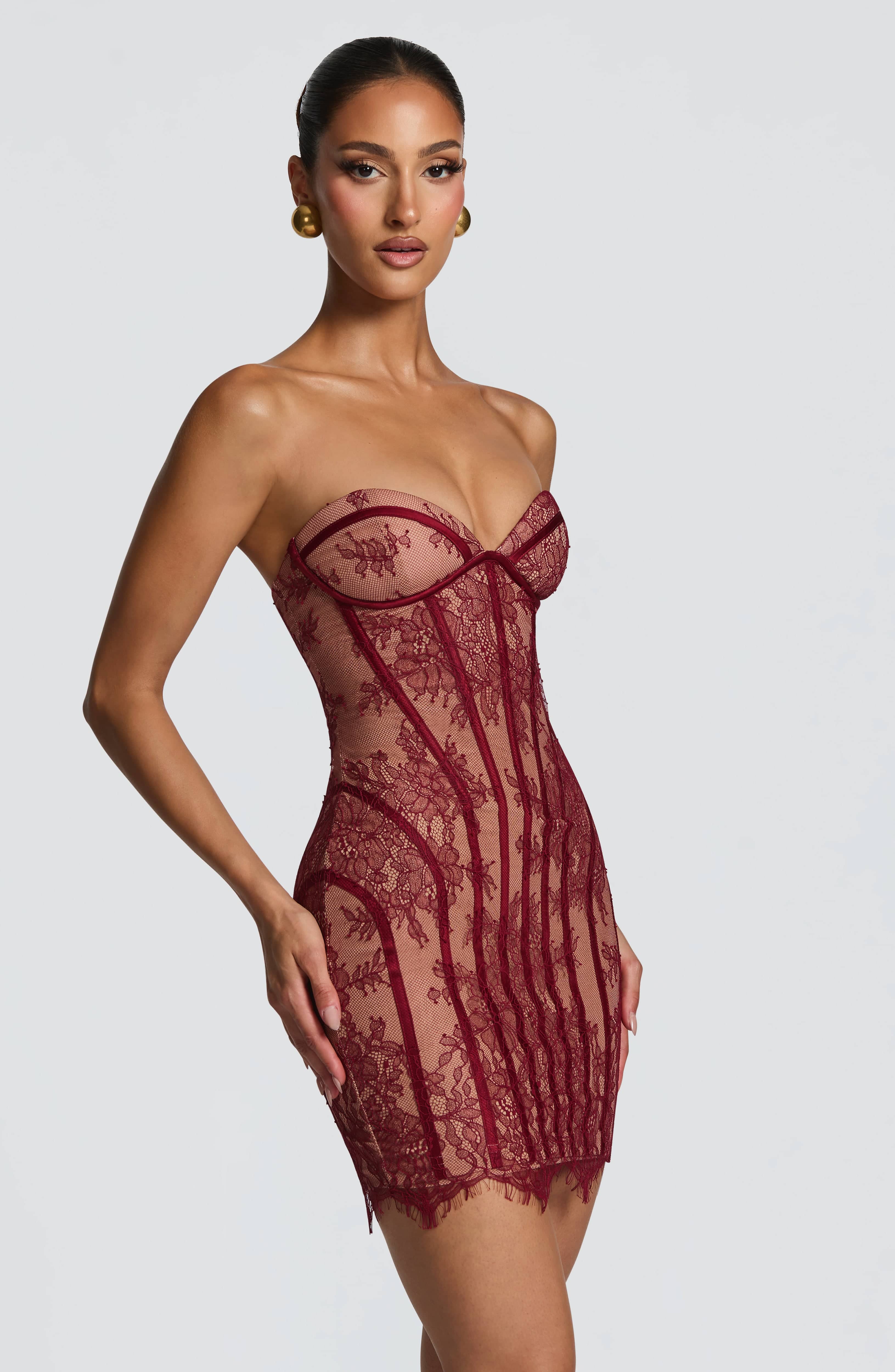 Bordo Sian Mini Elbise