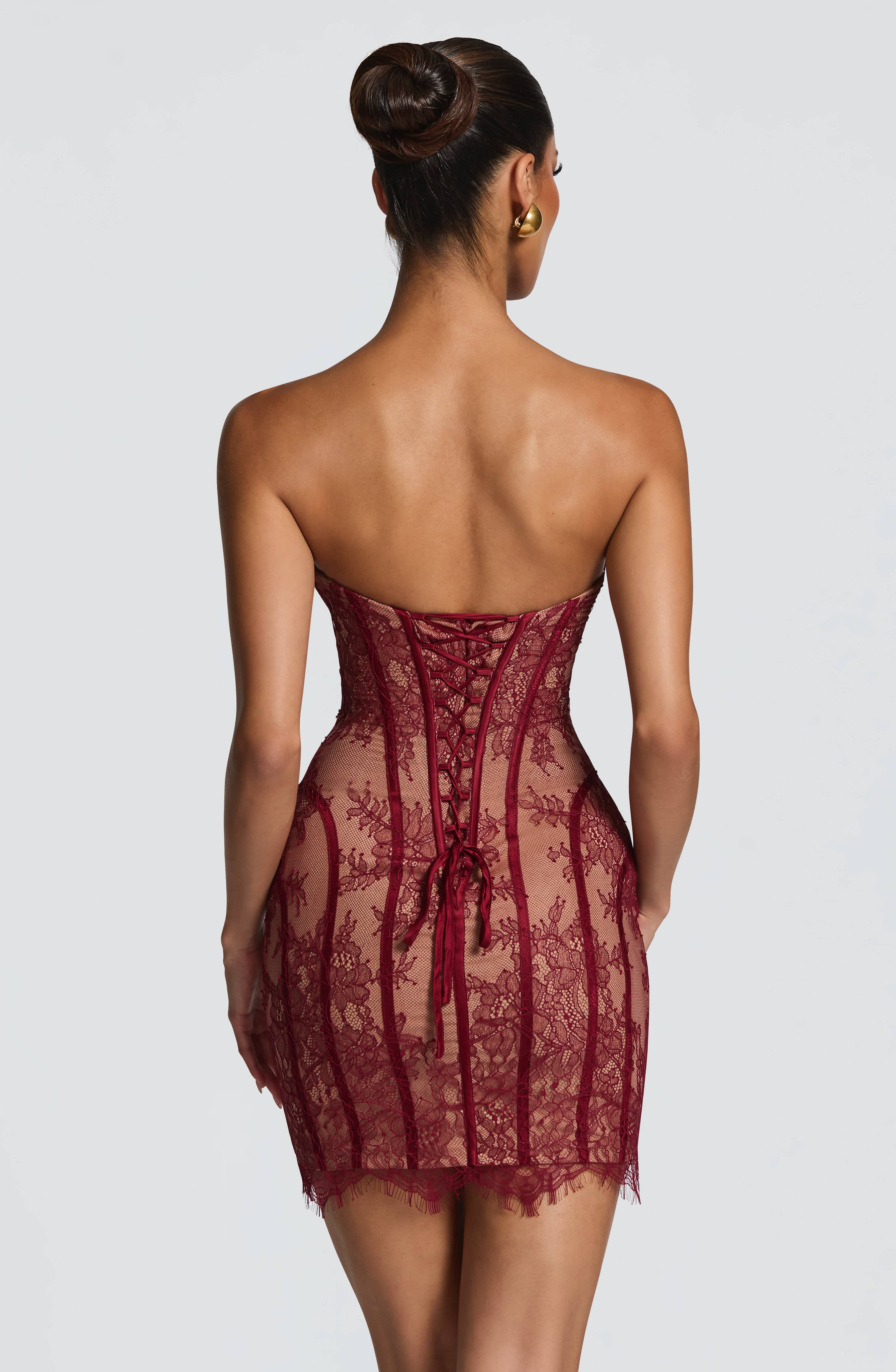 Bordo Sian Mini Elbise