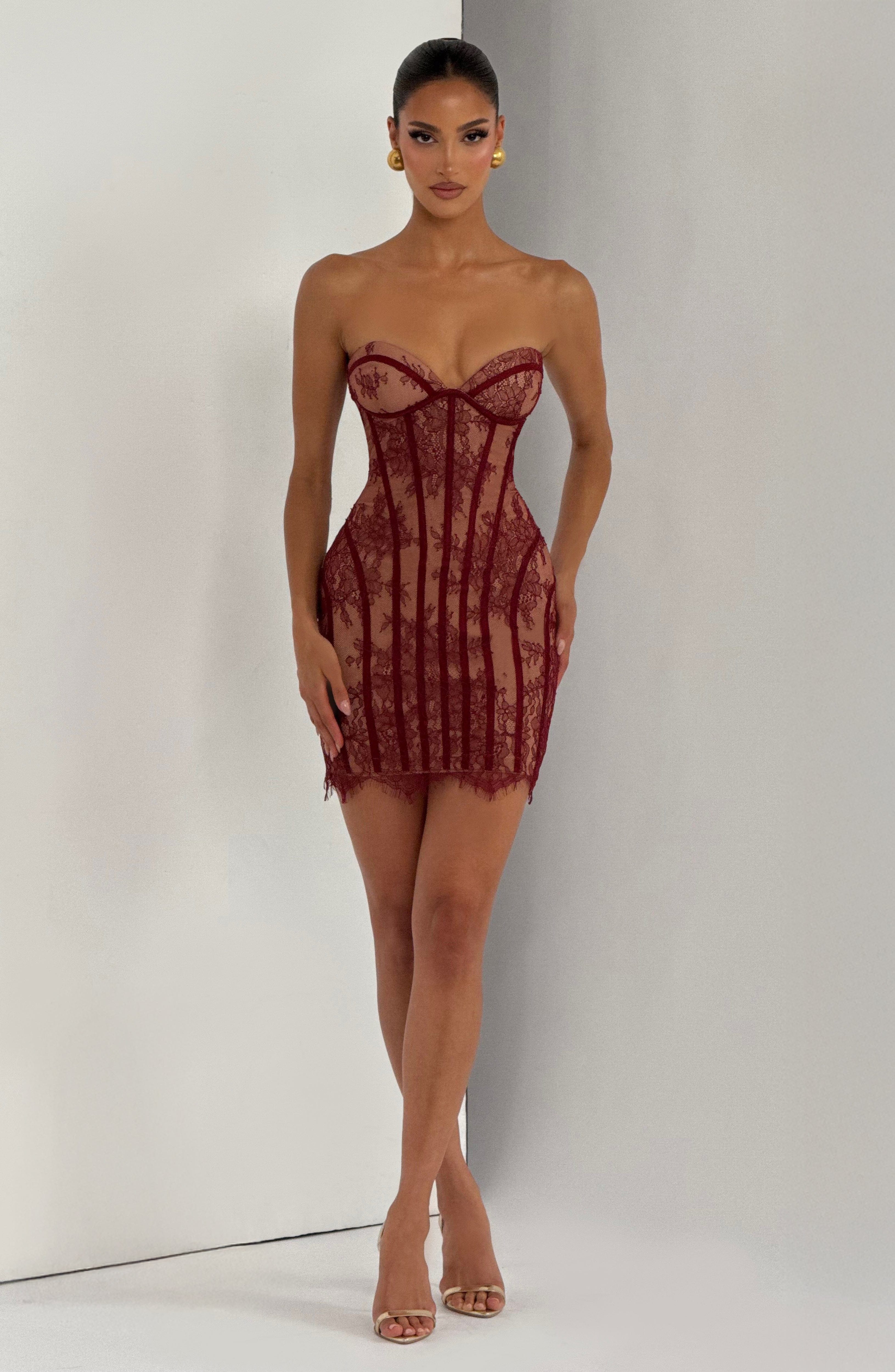 Bordo Sian Mini Elbise