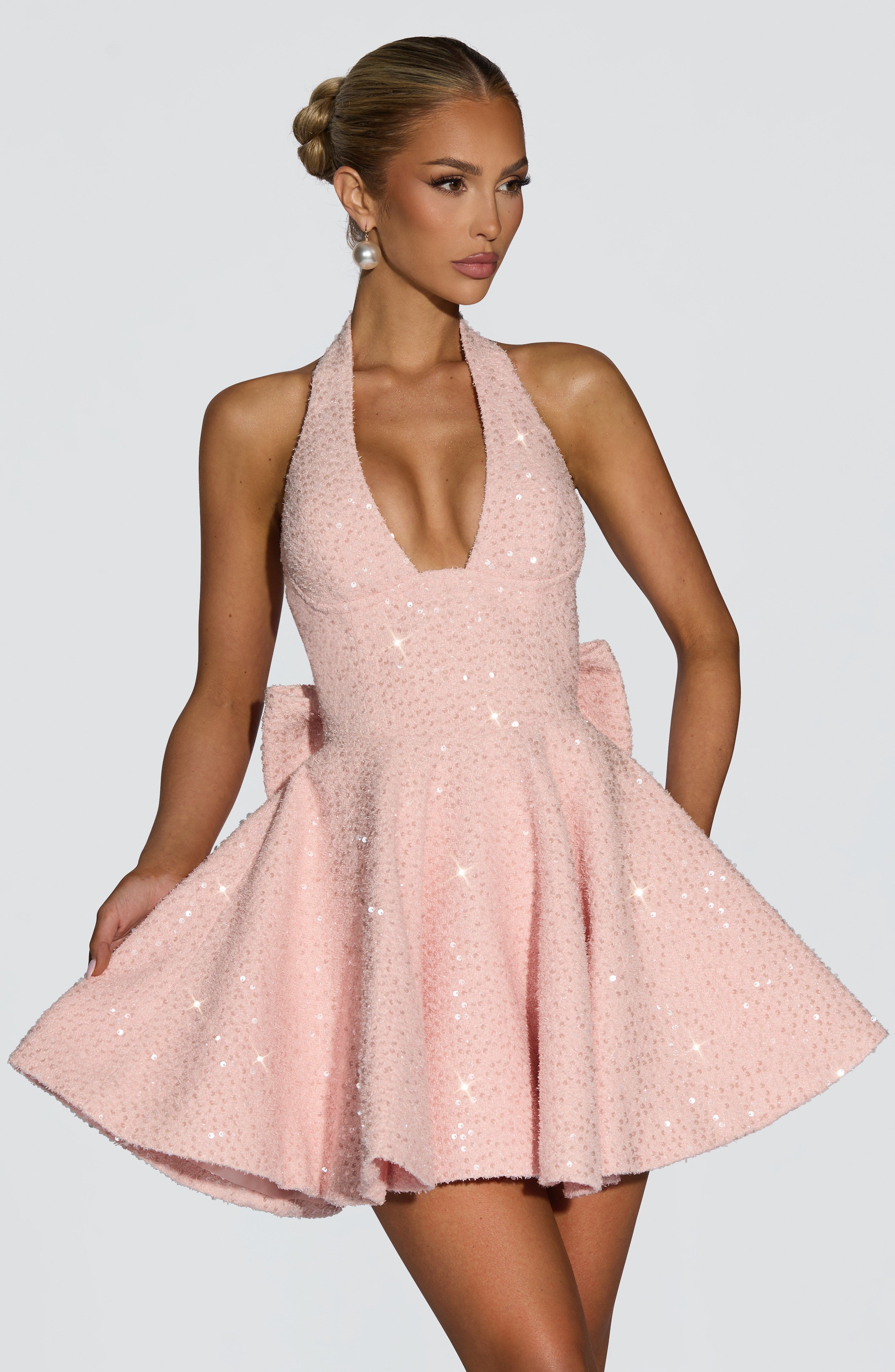 Talara Pembe Mini Elbise
