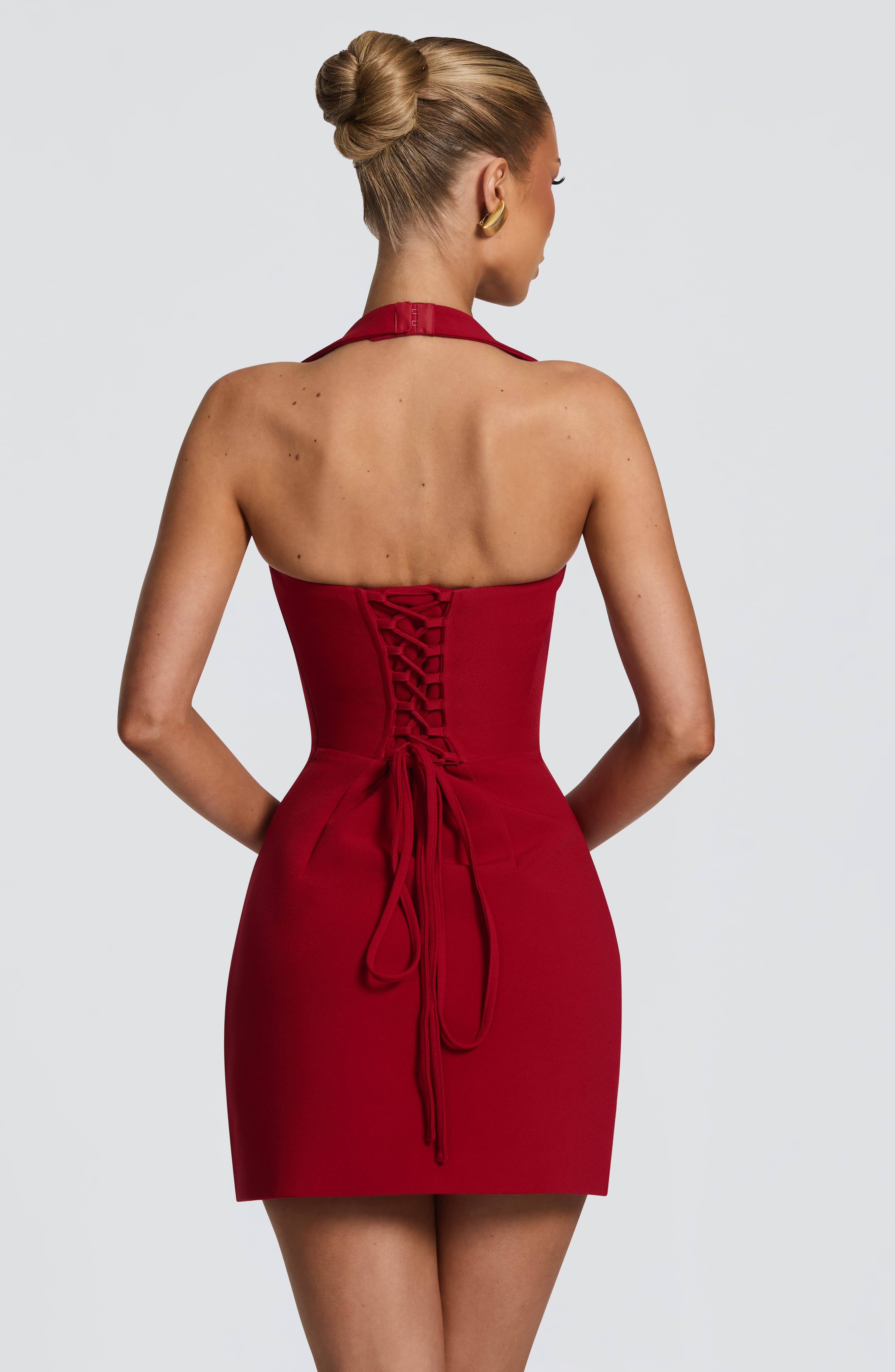 Koyu Kırmızı Tamsin Mini Elbise