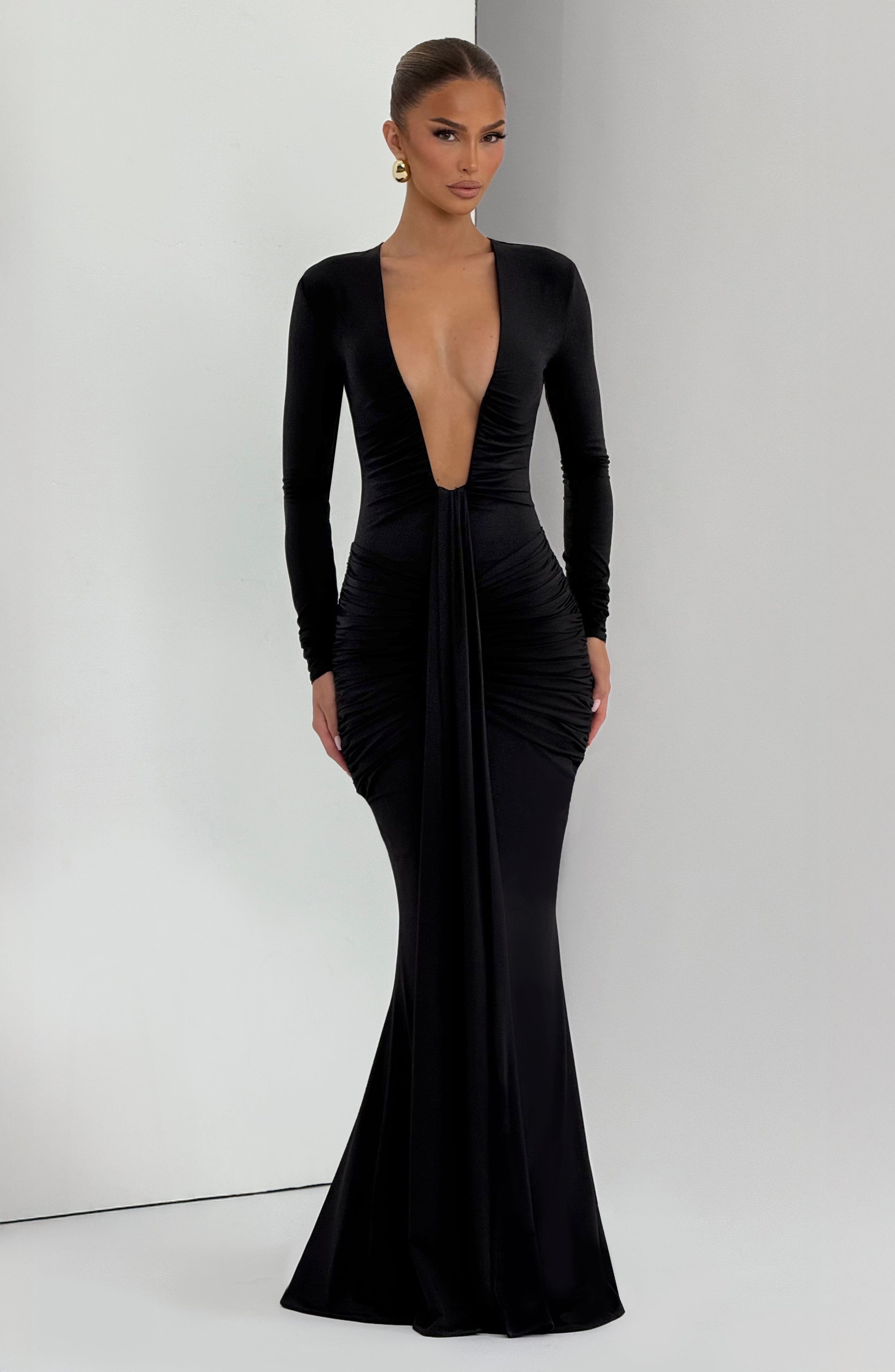 Siyah Tara Maxi Elbise