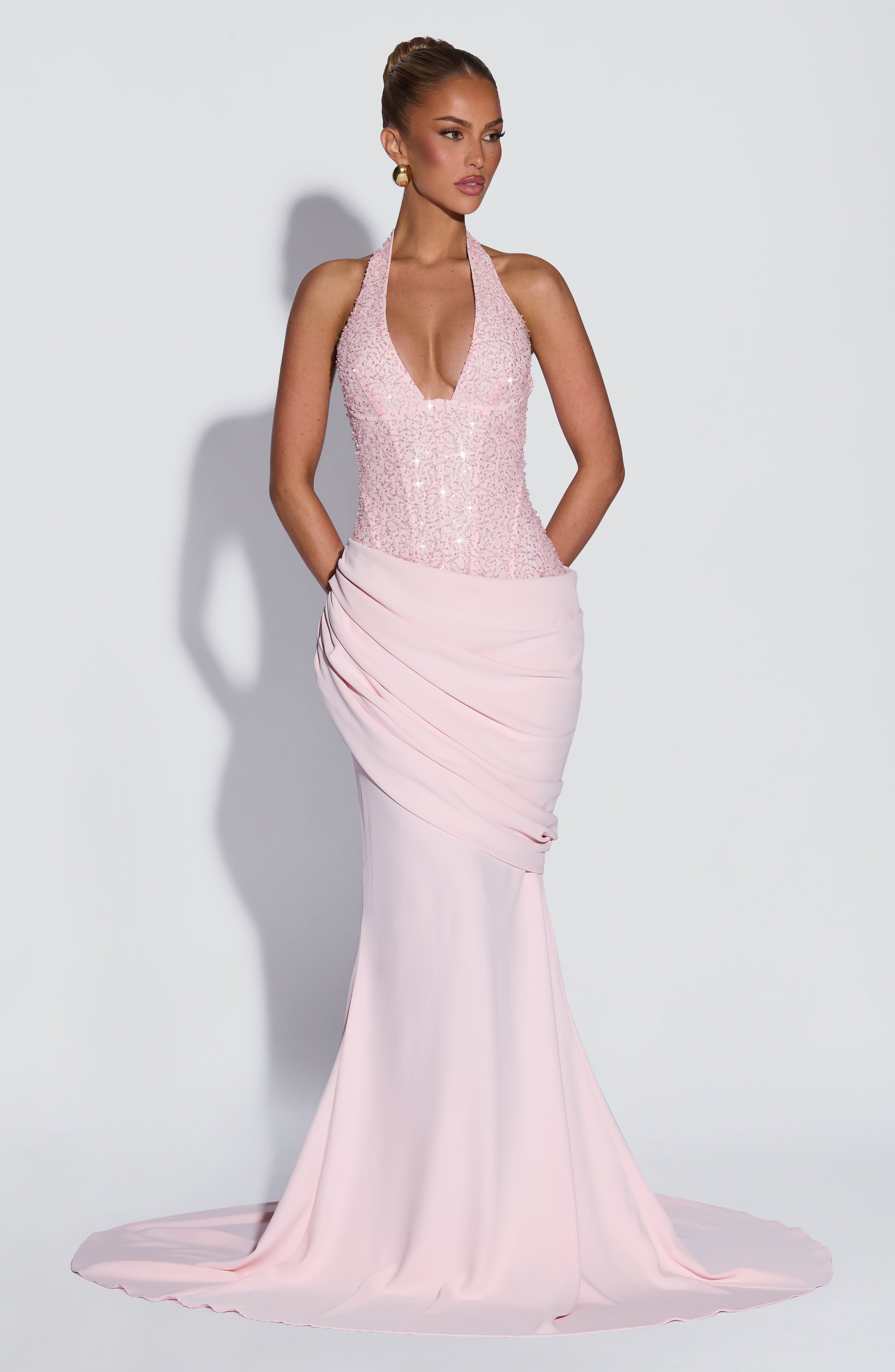 Taylor Pembe Maxi Elbise