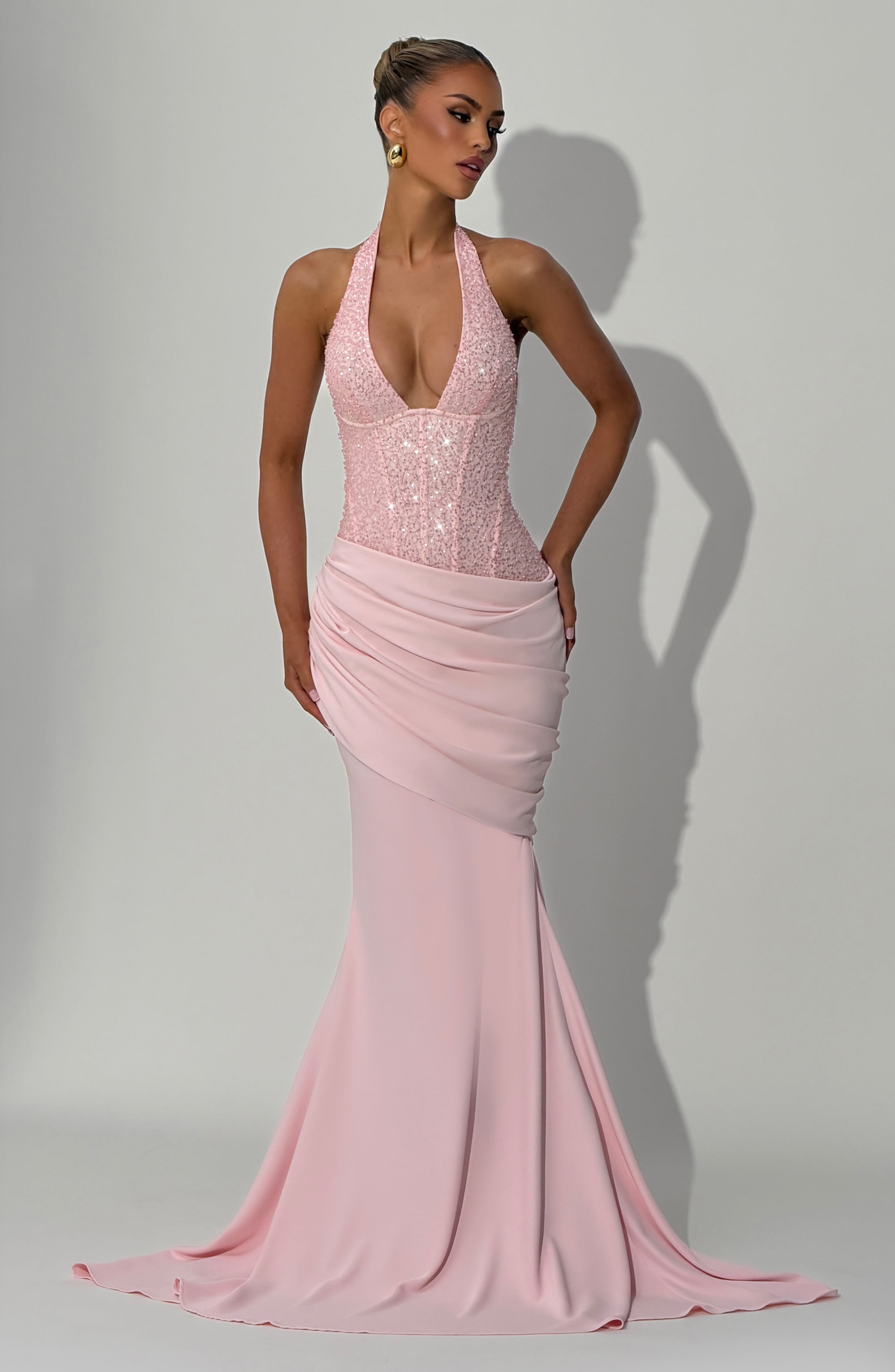 Taylor Pembe Maxi Elbise
