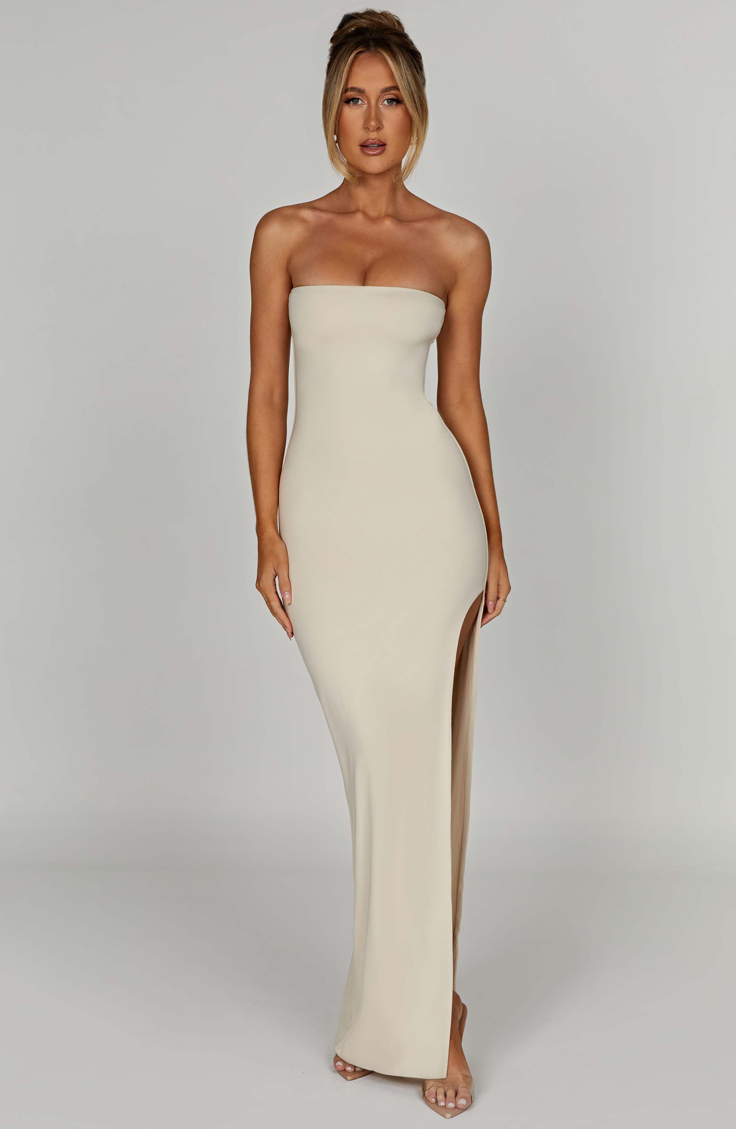 Krem Teyana Maxi Elbise