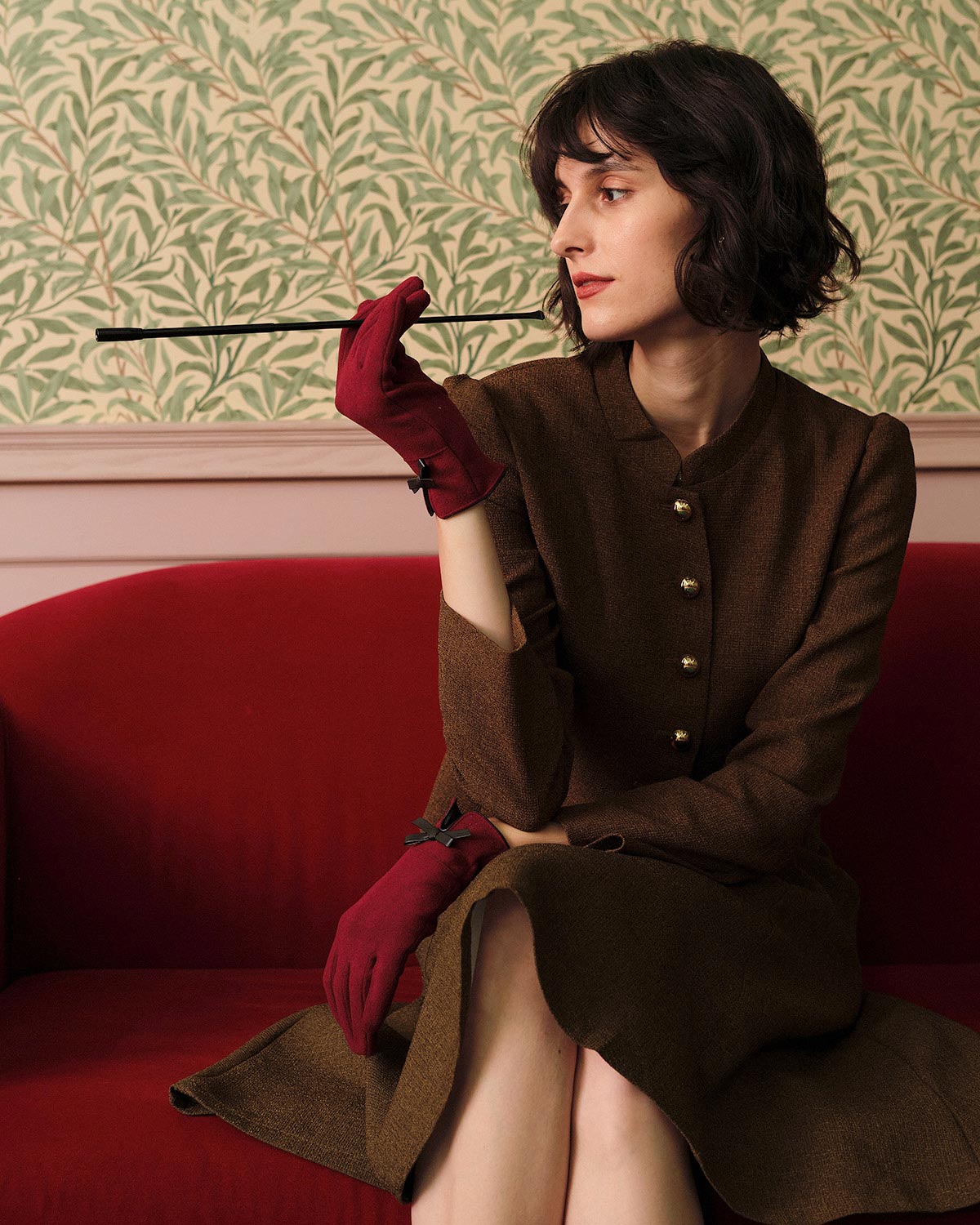 Klasik Retro Tek Düğmeli Tweed Ceket