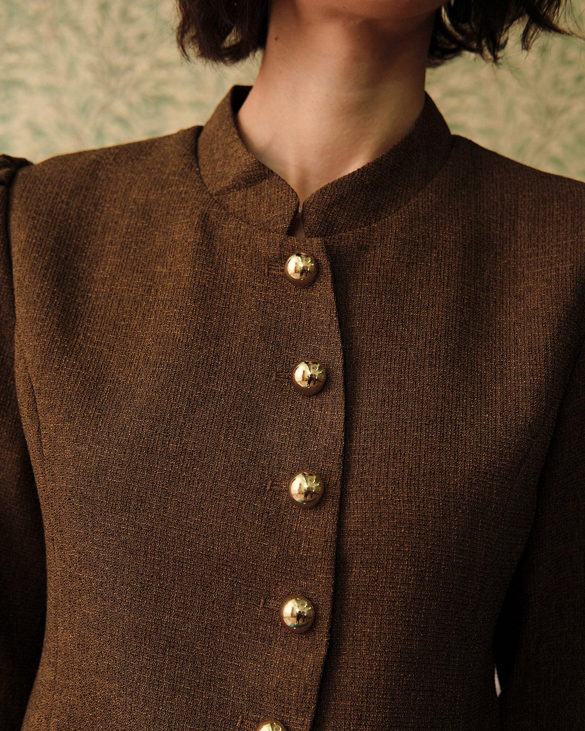 Klasik Retro Tek Düğmeli Tweed Ceket