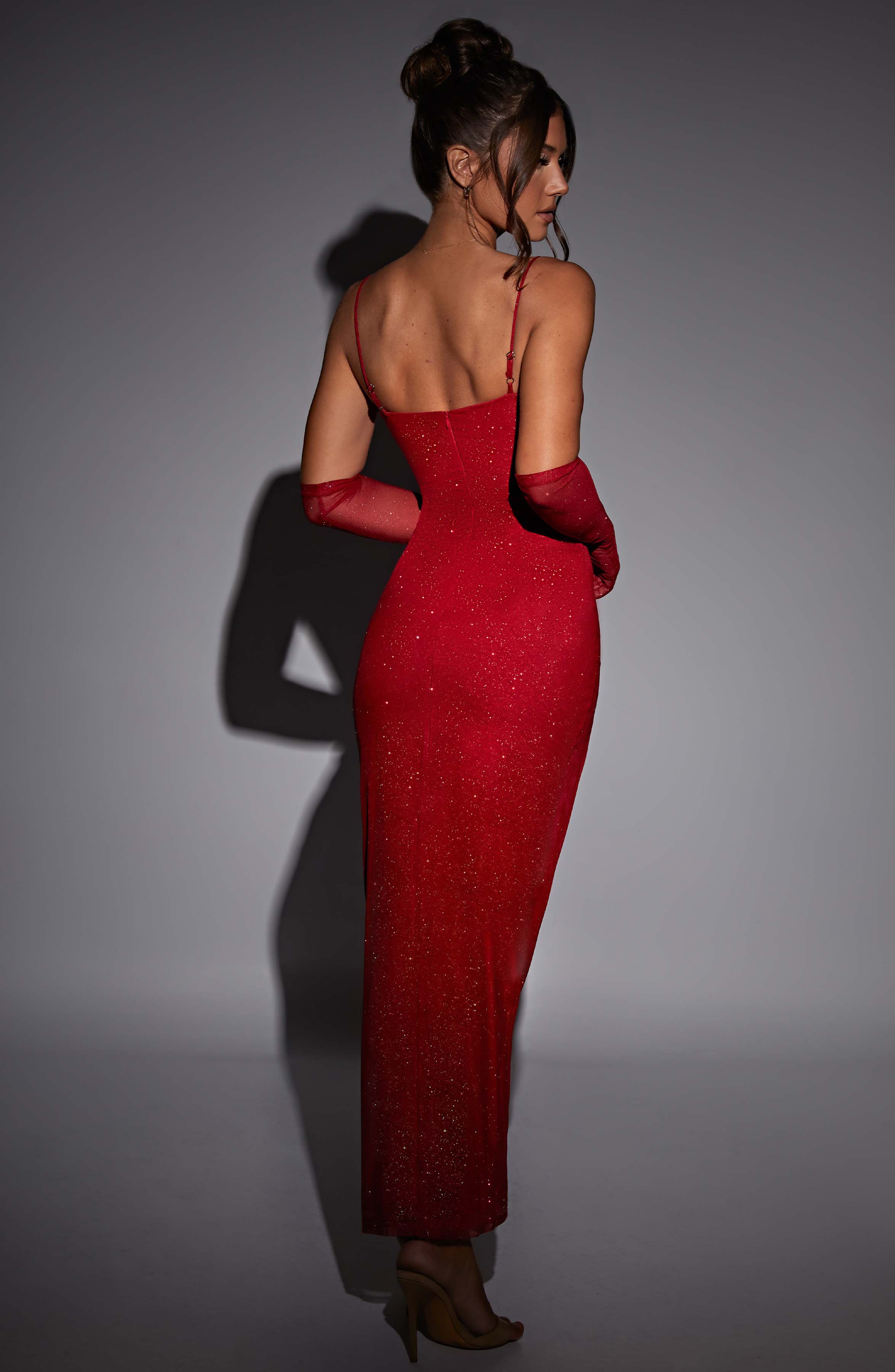 Trixie Kırmızı Parıltılı Maxi Elbise
