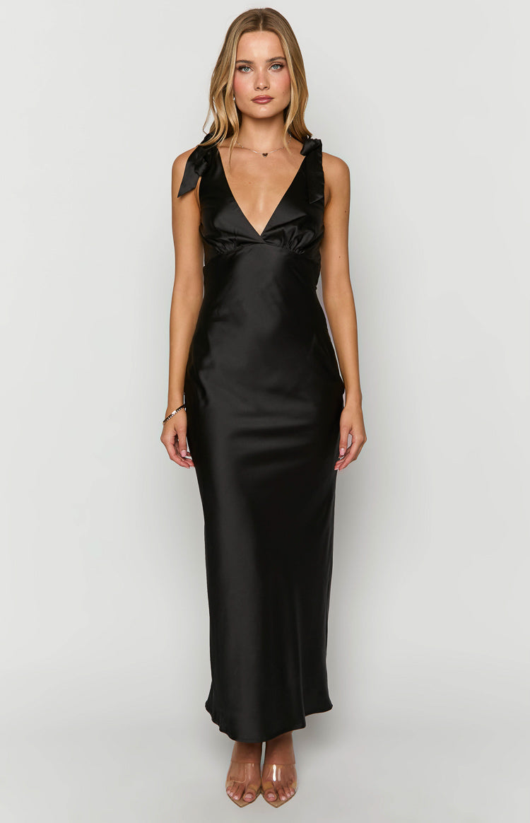 Val Siyah Uzun Elbise
