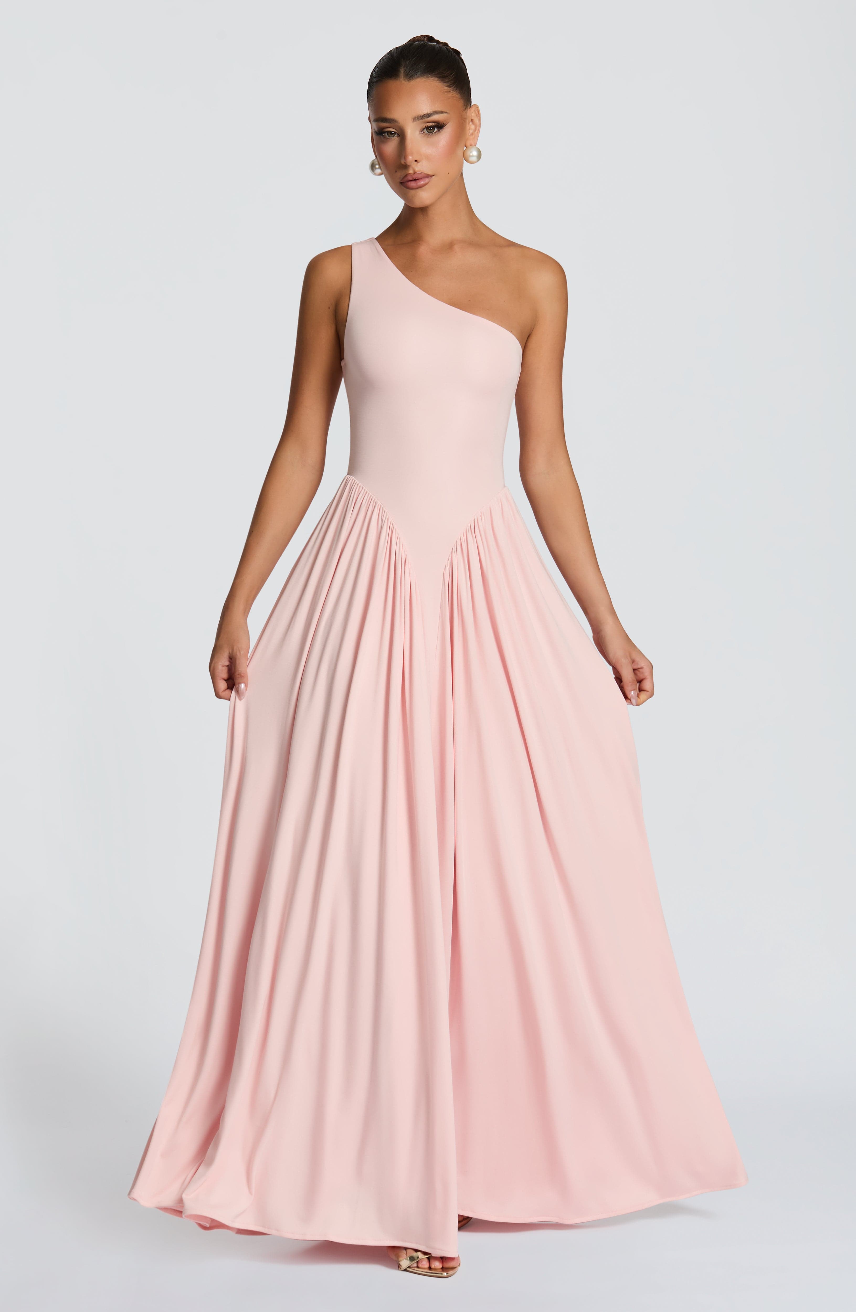 Vespera Yumuşak Pembe Maxi Elbise