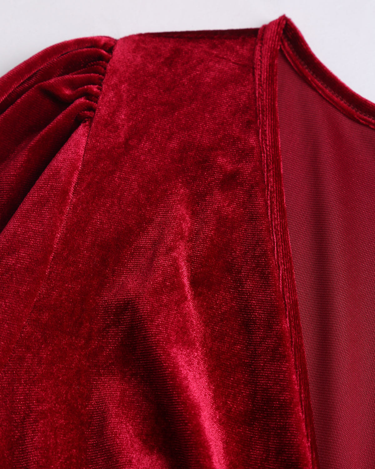 Şarap Kırmızı Velur A-Line Mini Elbise