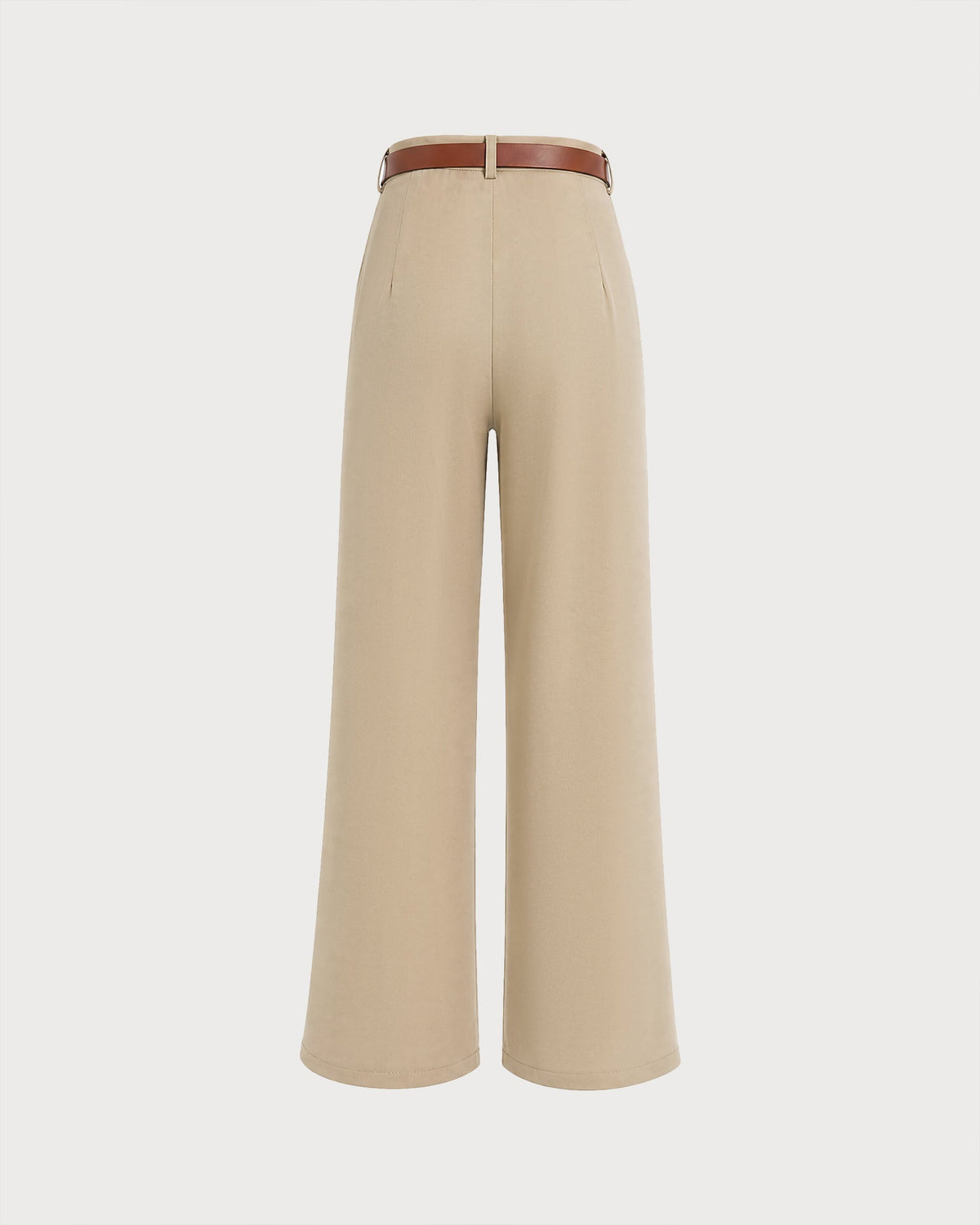 Haki Kemerli Düz Pantolon