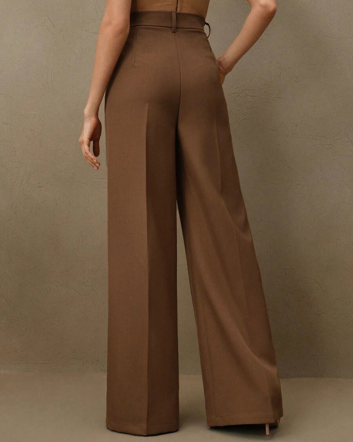 Karamel Doğal Bel Düz Pantolon
