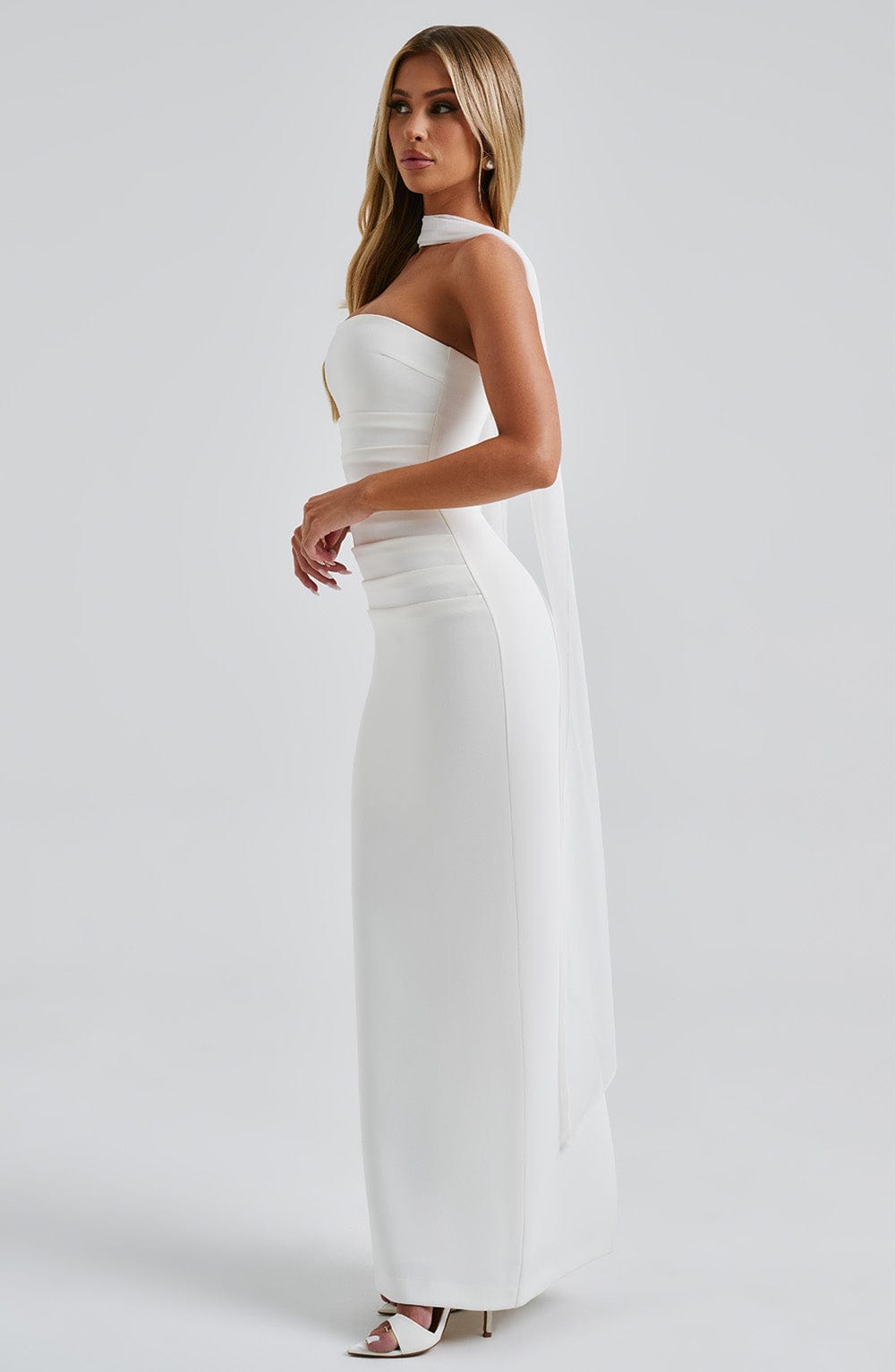 Yulia Maxi Ekru Elbise