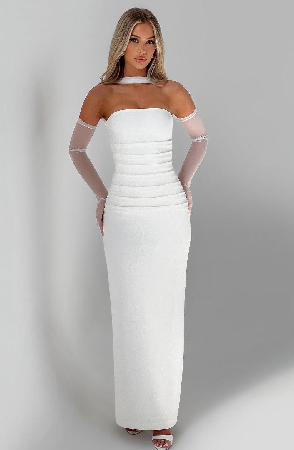 Yulia Maxi Ekru Elbise