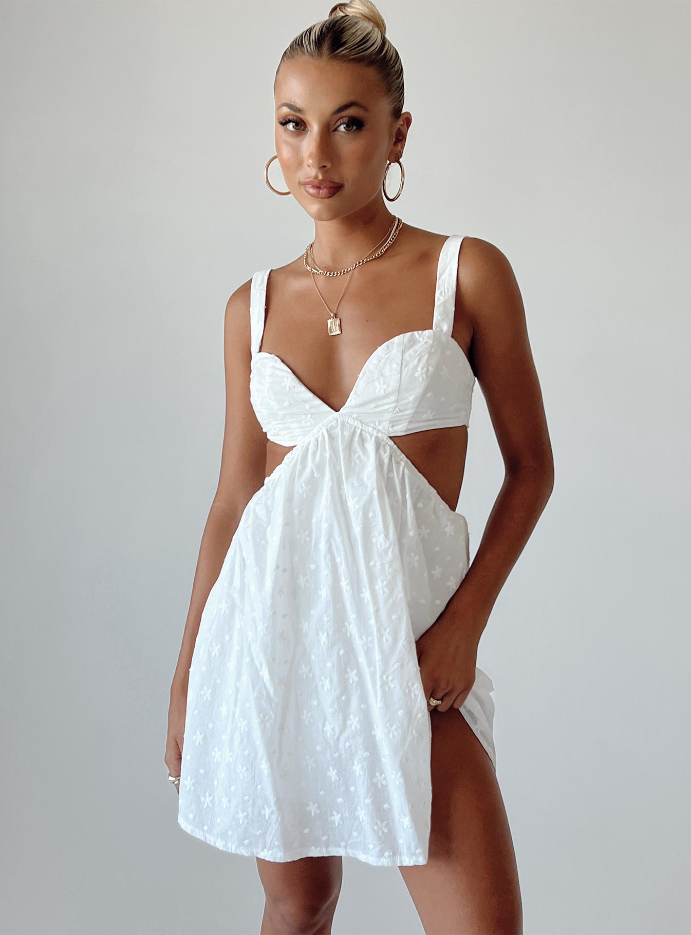 Khalia Beyaz Mini Elbise