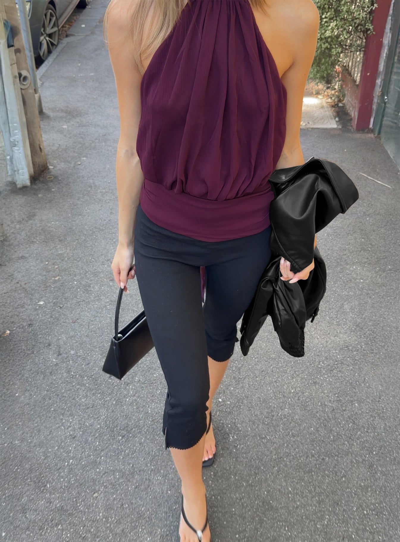 Baseline Siyah Fitilli Capri Pantolon
