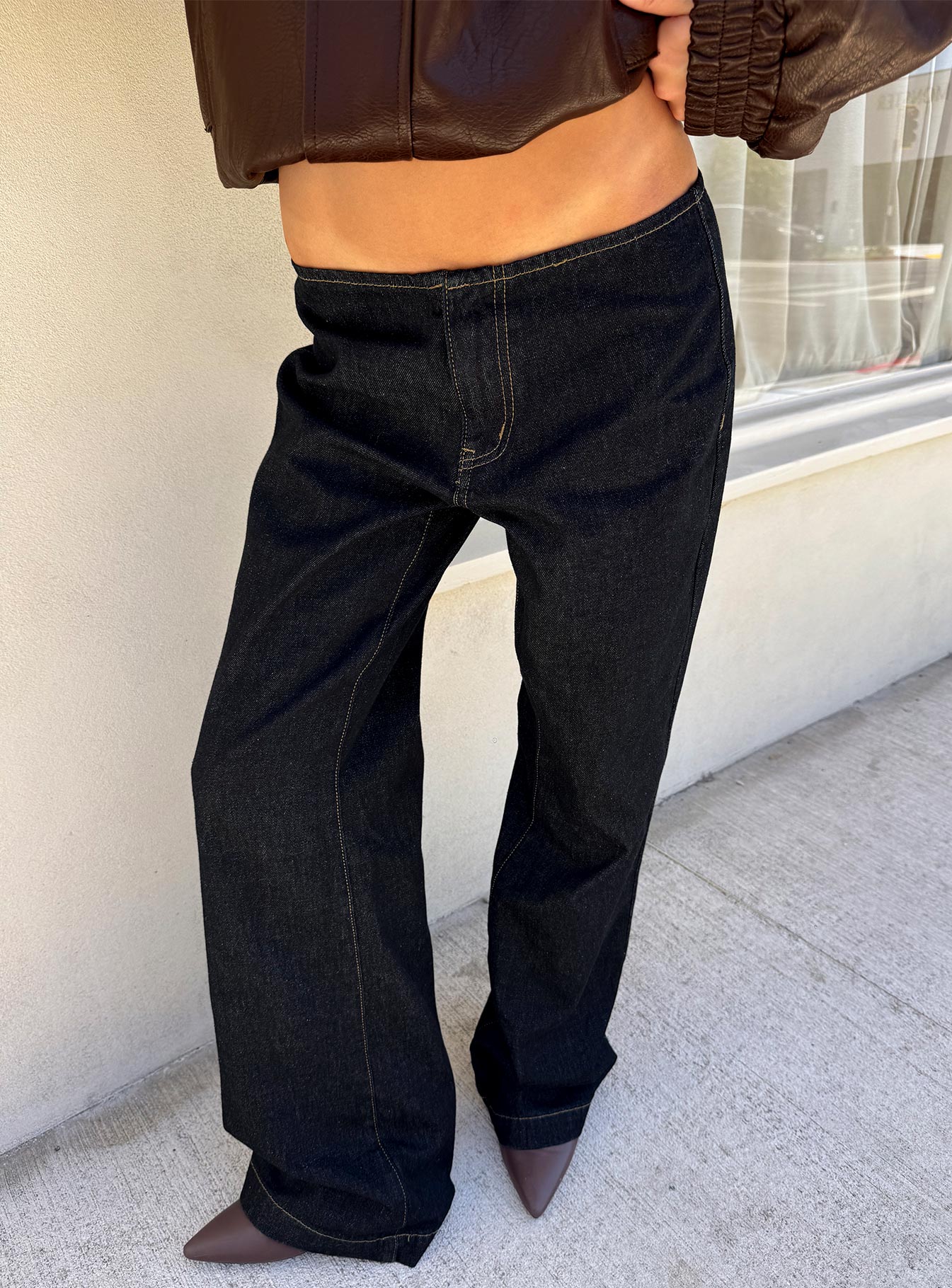 Buenos No Waist Düşük Bel Ham Denim Düz Paça Kot Pantolon