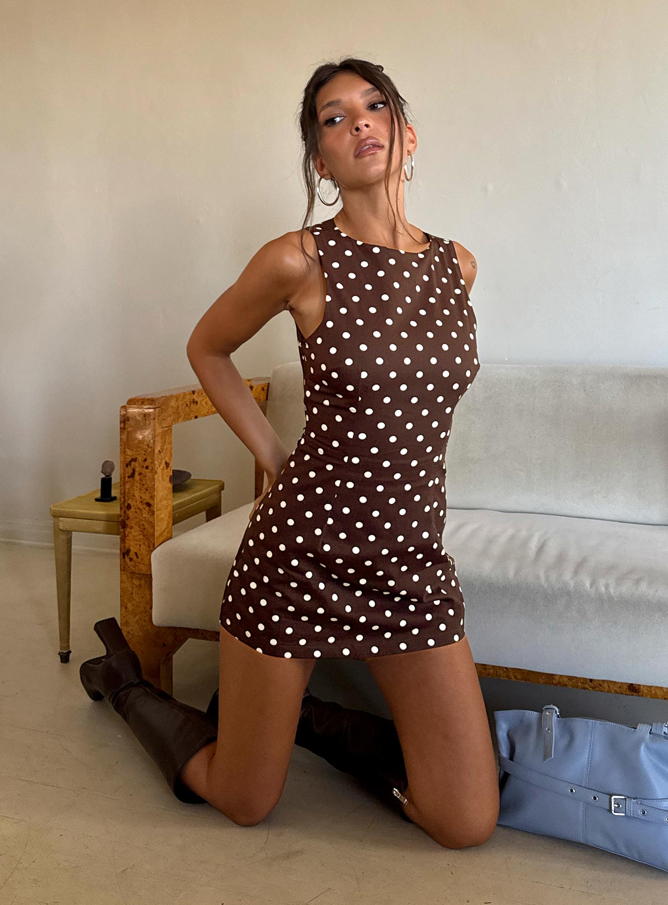 Yumiko Kahverengi Puantiye Tulum