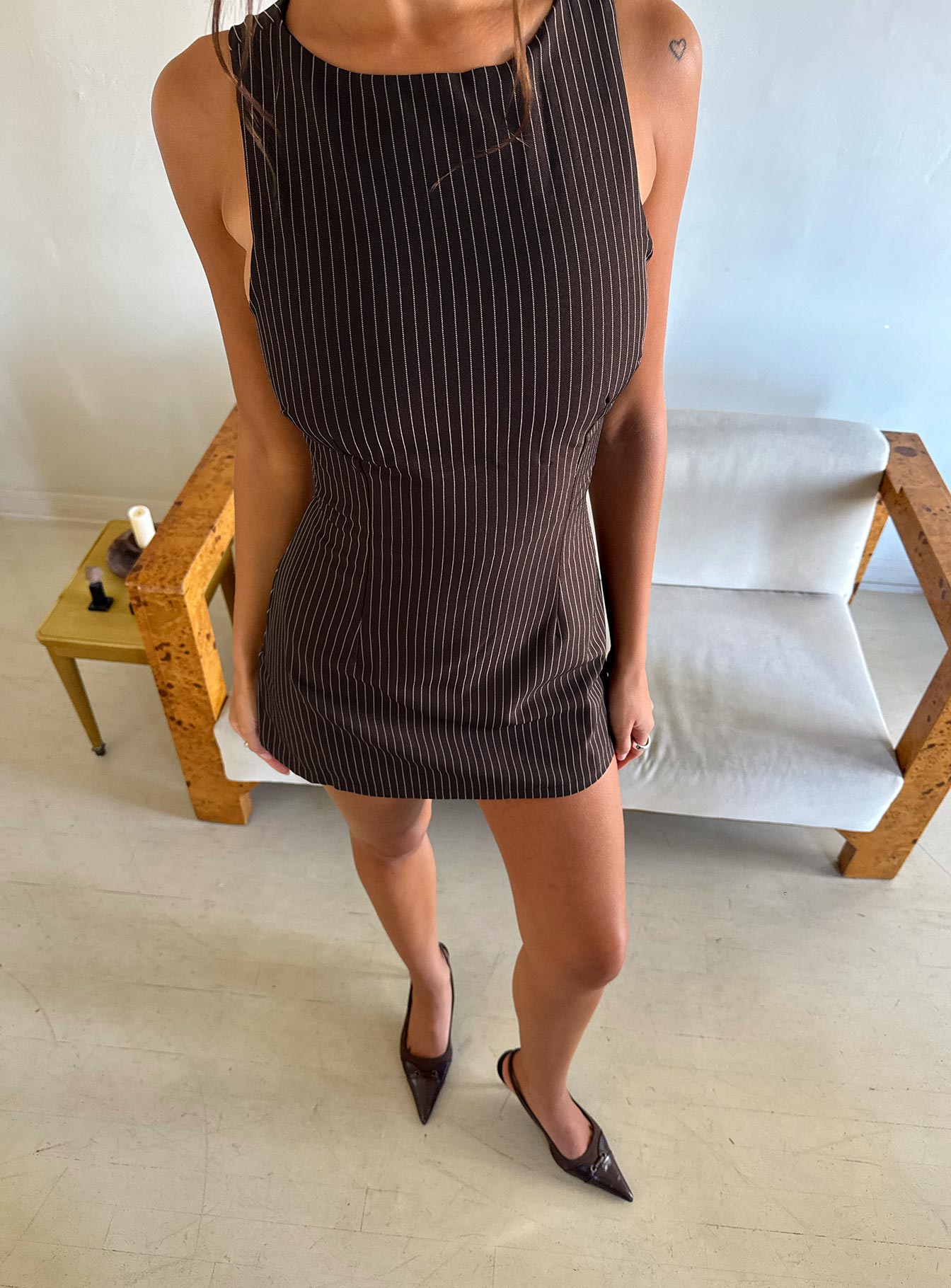 Yumiko Kahverengi Çizgili Tulum