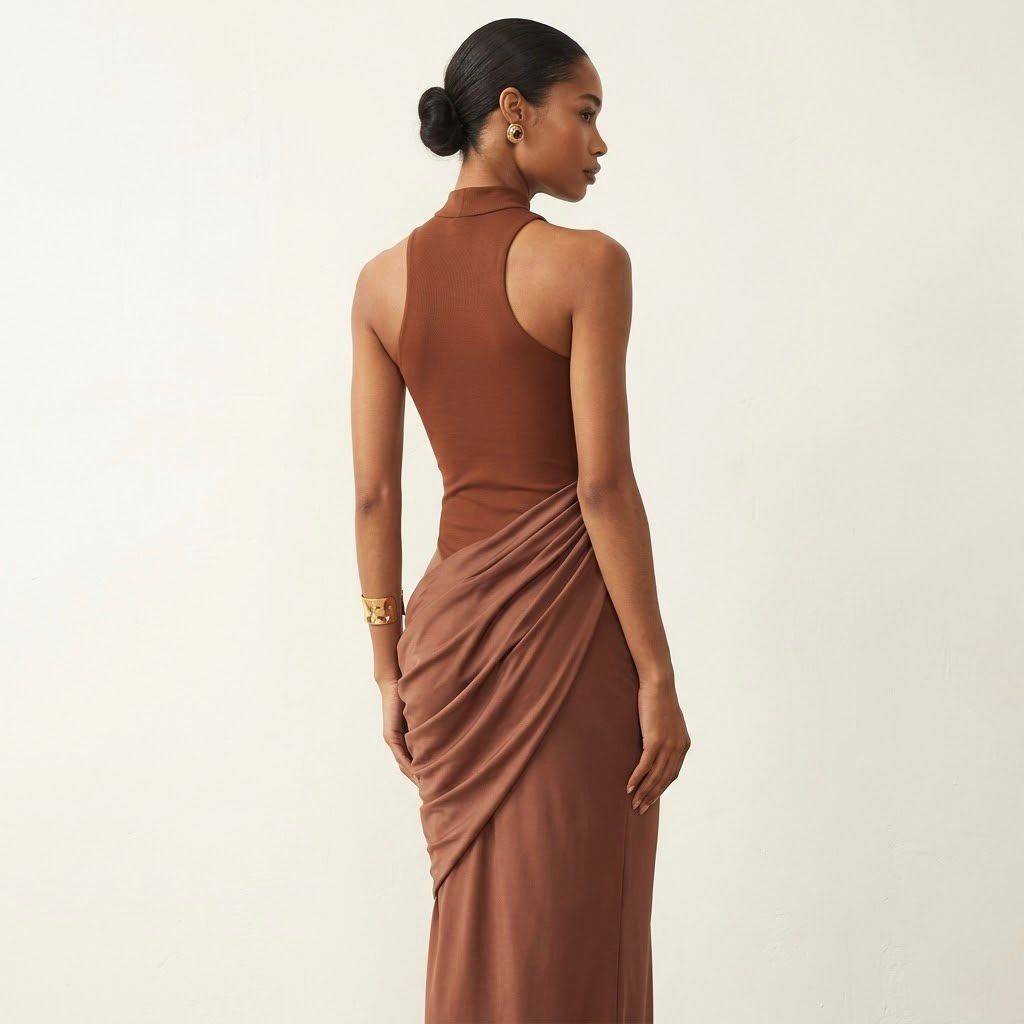 Sienna Draped Halter Maxi Dress
