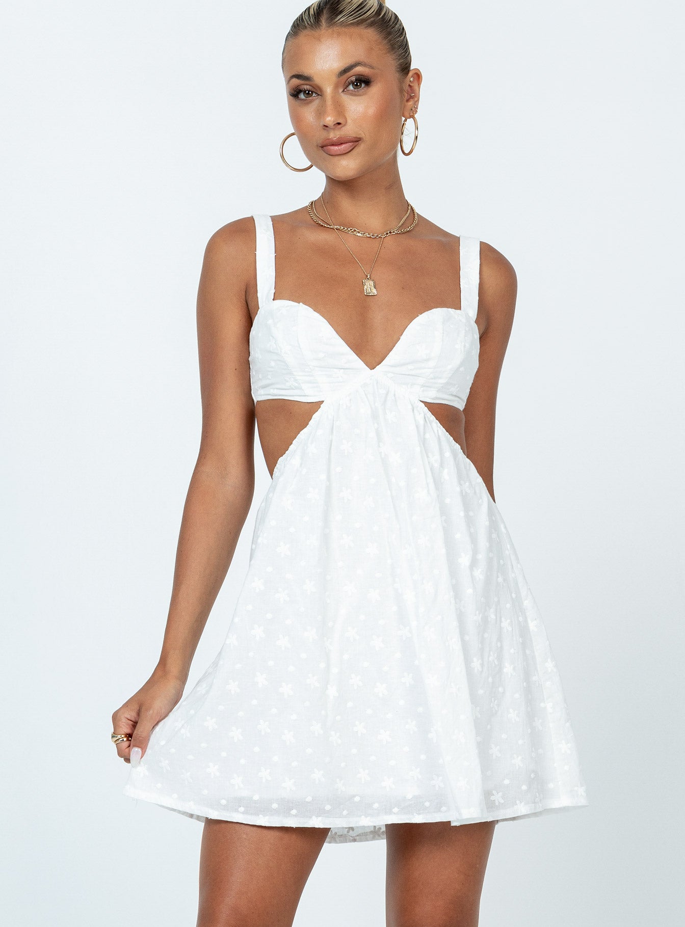 Khalia Beyaz Mini Elbise
