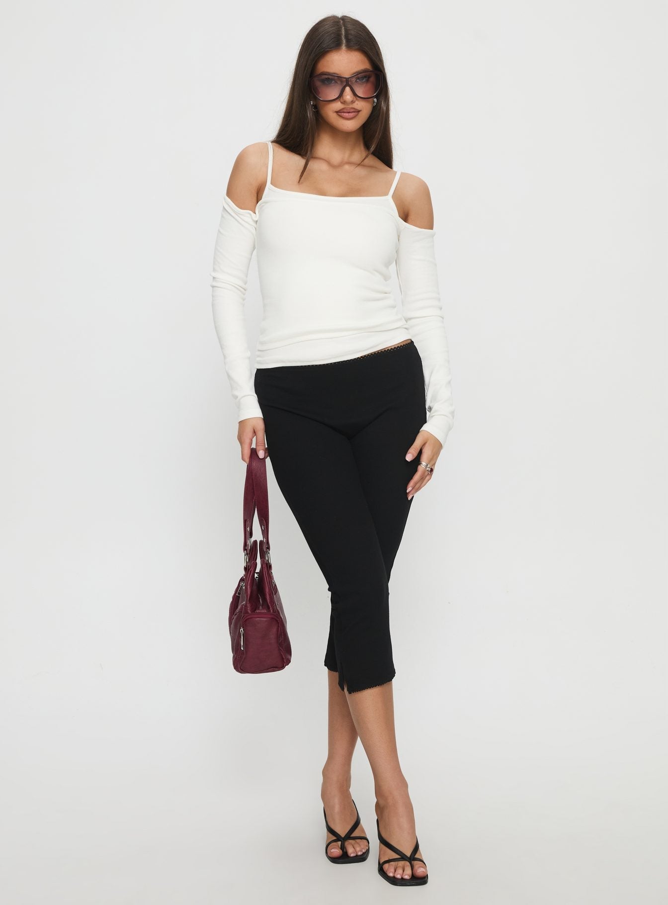 Baseline Siyah Fitilli Capri Pantolon