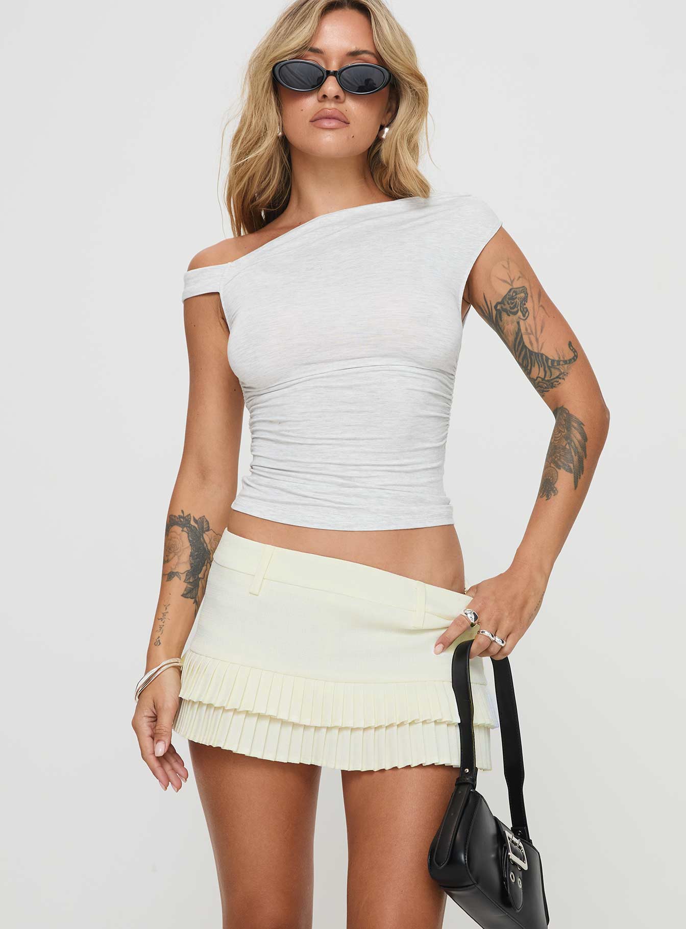 Deei İki Katlı Mini Skort - Yumuşak Limon