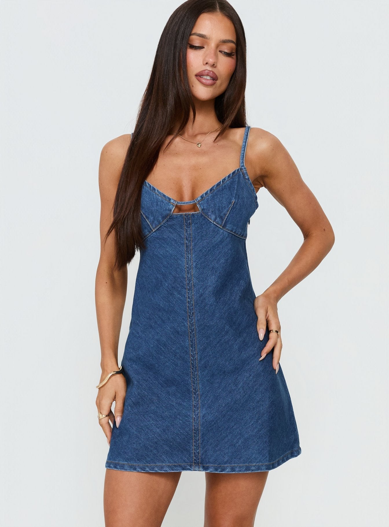 Arwen Mavi Denim Mini Elbise