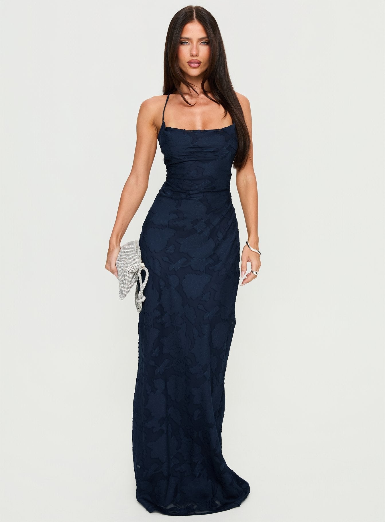 Celena Lacivert Maxi Elbise