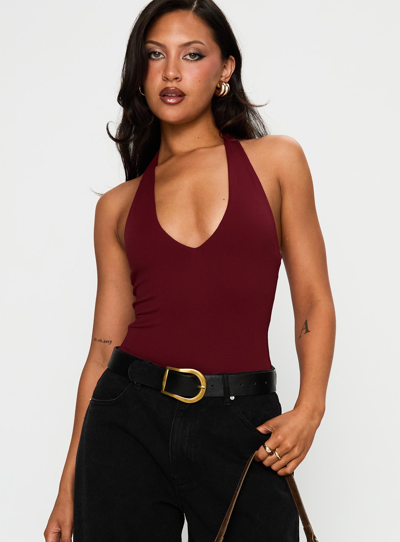 Bordo Yeni Tasarım Halter Body