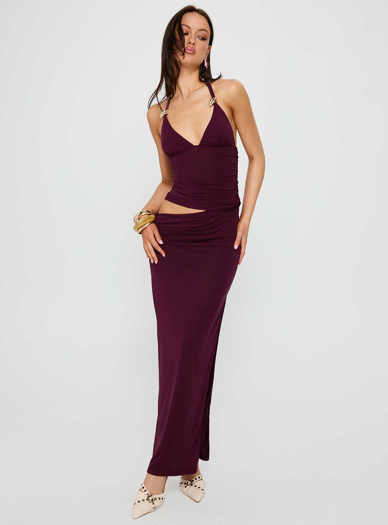 Imeraldia Kırmızı Don Halter Maxi Elbise
